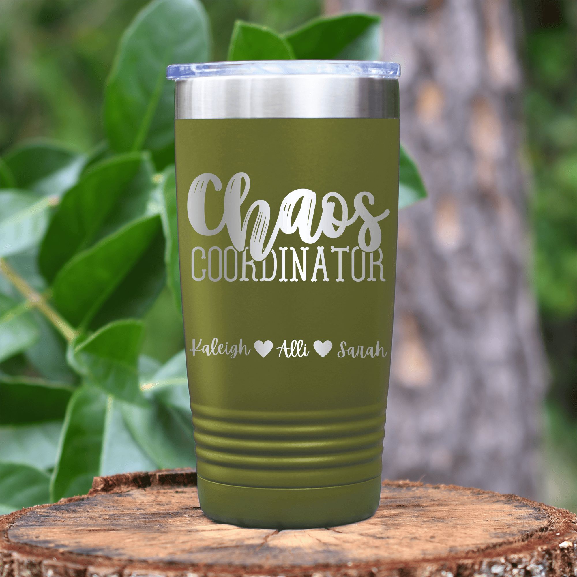 Military Green Mothers Day Tumbler With Chaos Coordinator Design