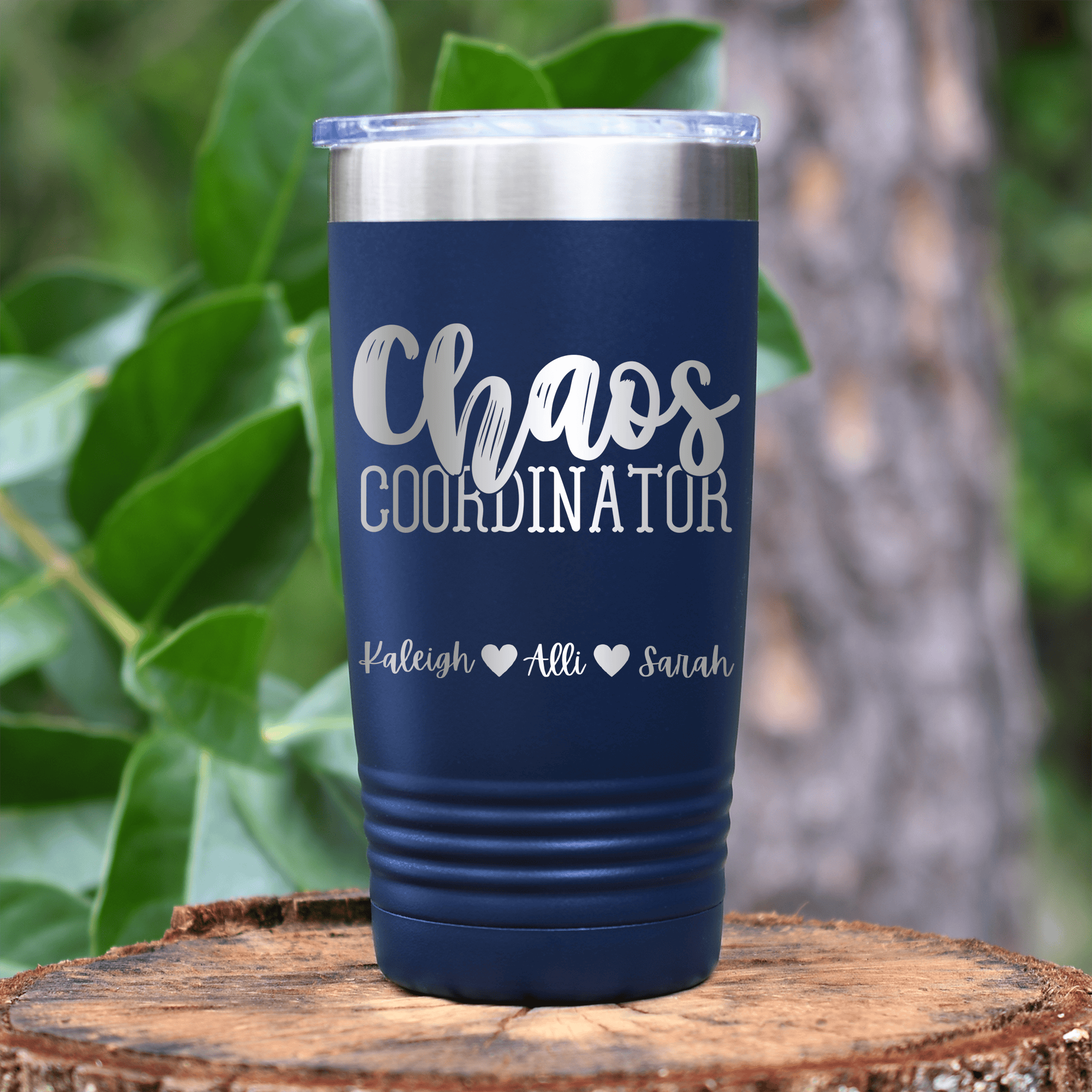 Navy Mothers Day Tumbler With Chaos Coordinator Design