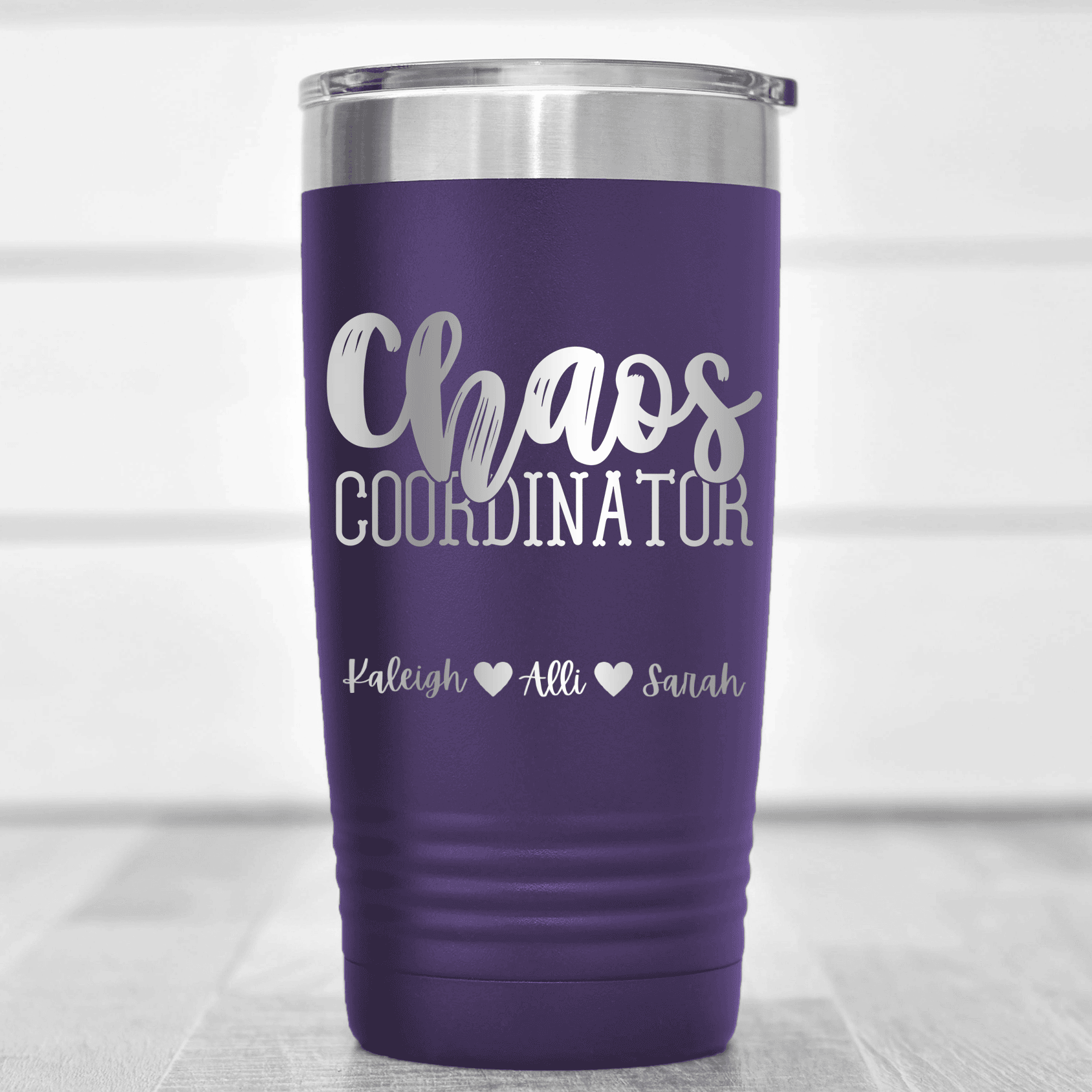 Purple Mothers Day Tumbler With Chaos Coordinator Design