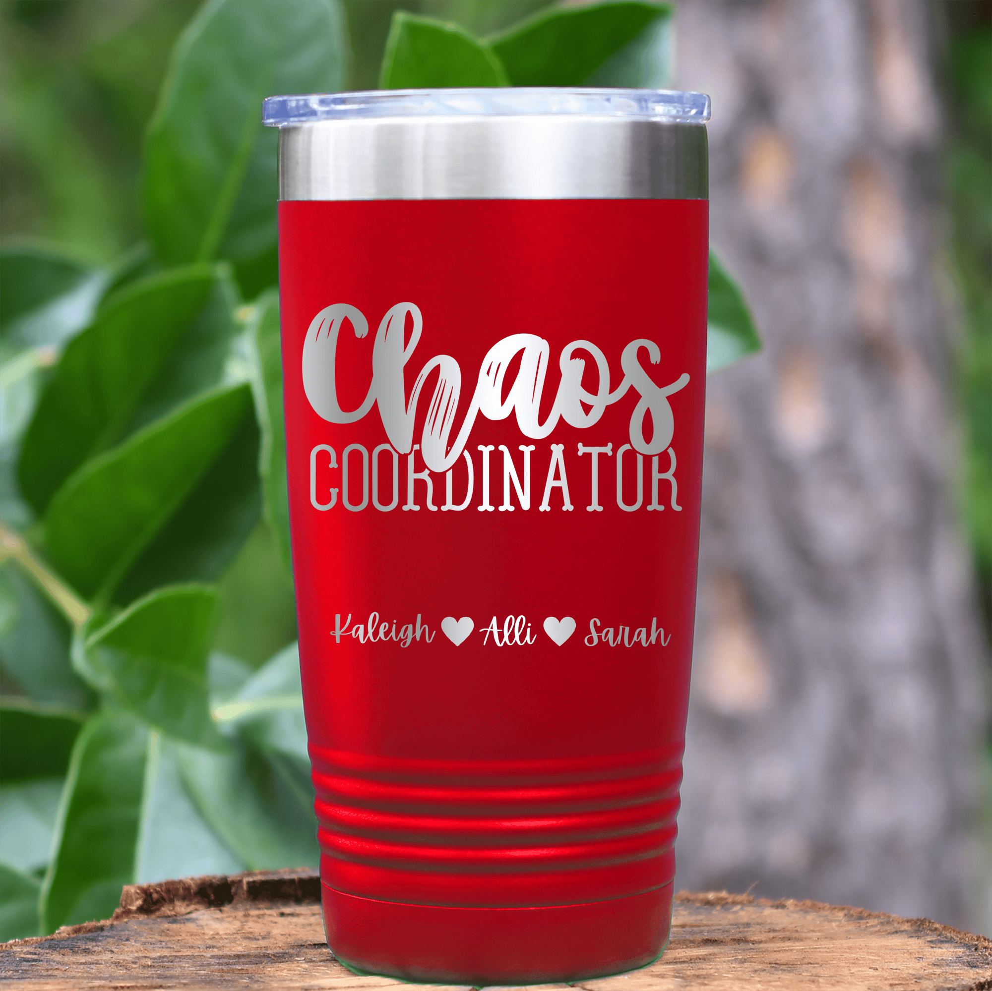 Red Mothers Day Tumbler With Chaos Coordinator Design