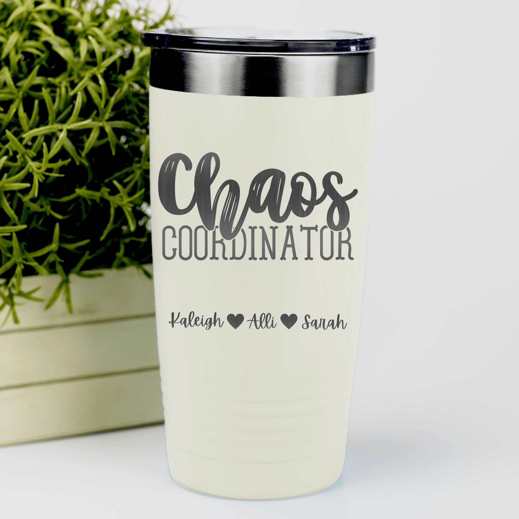 White Mothers Day Tumbler With Chaos Coordinator Design