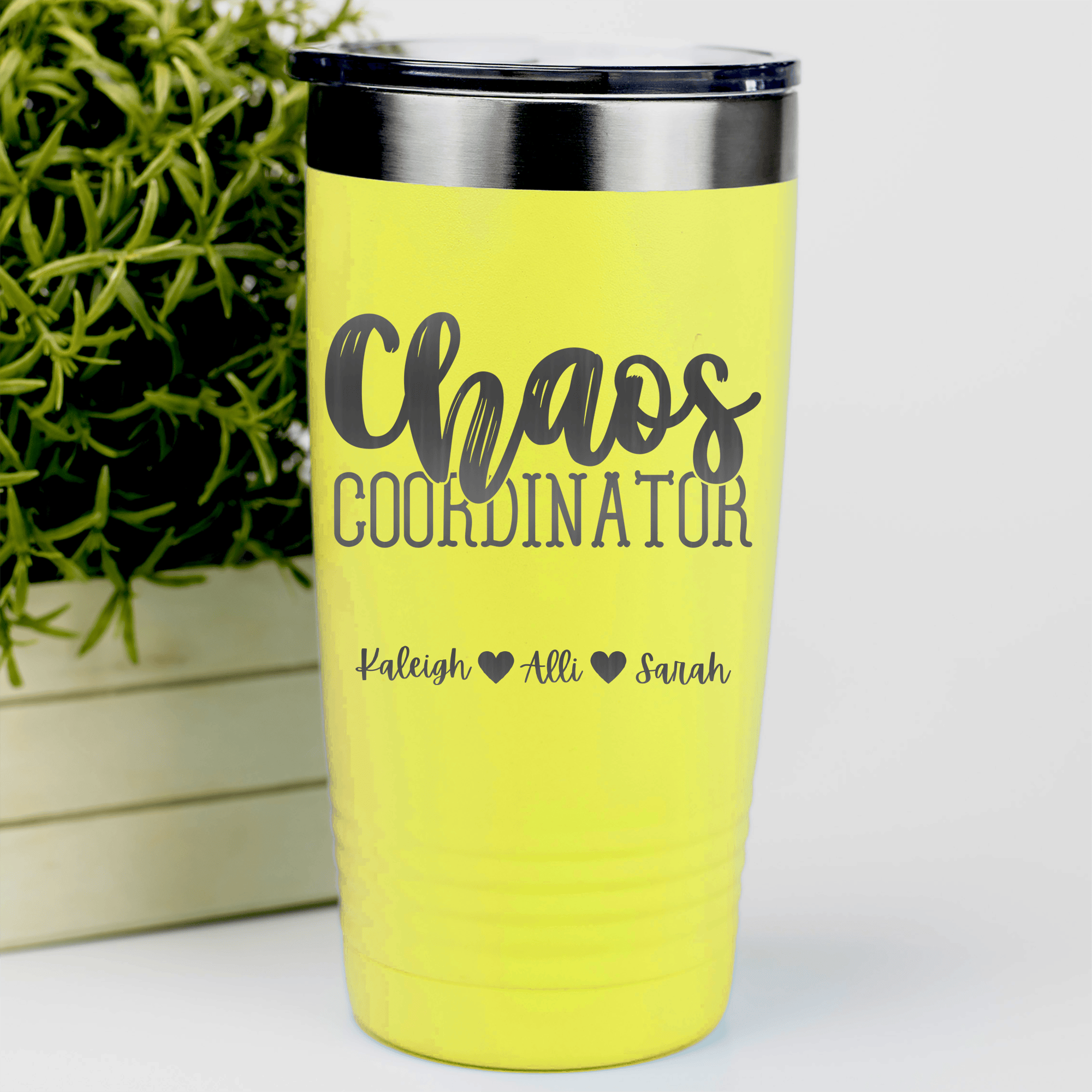 Yellow Mothers Day Tumbler With Chaos Coordinator Design