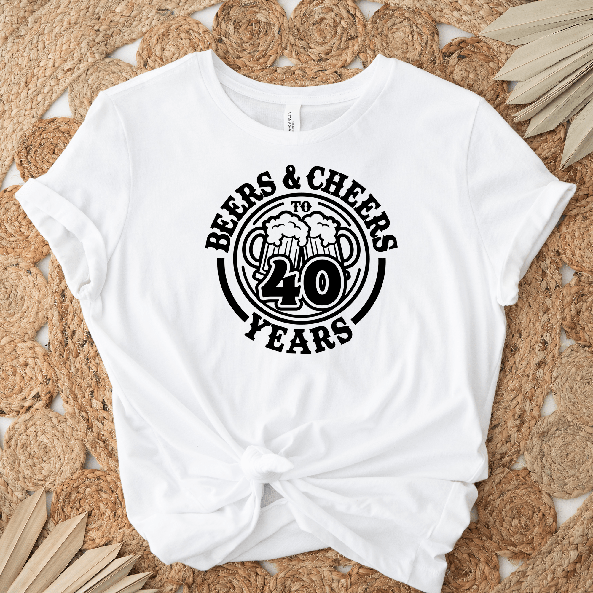 Womens White T Shirt with Cheers-And-Beers-40 design