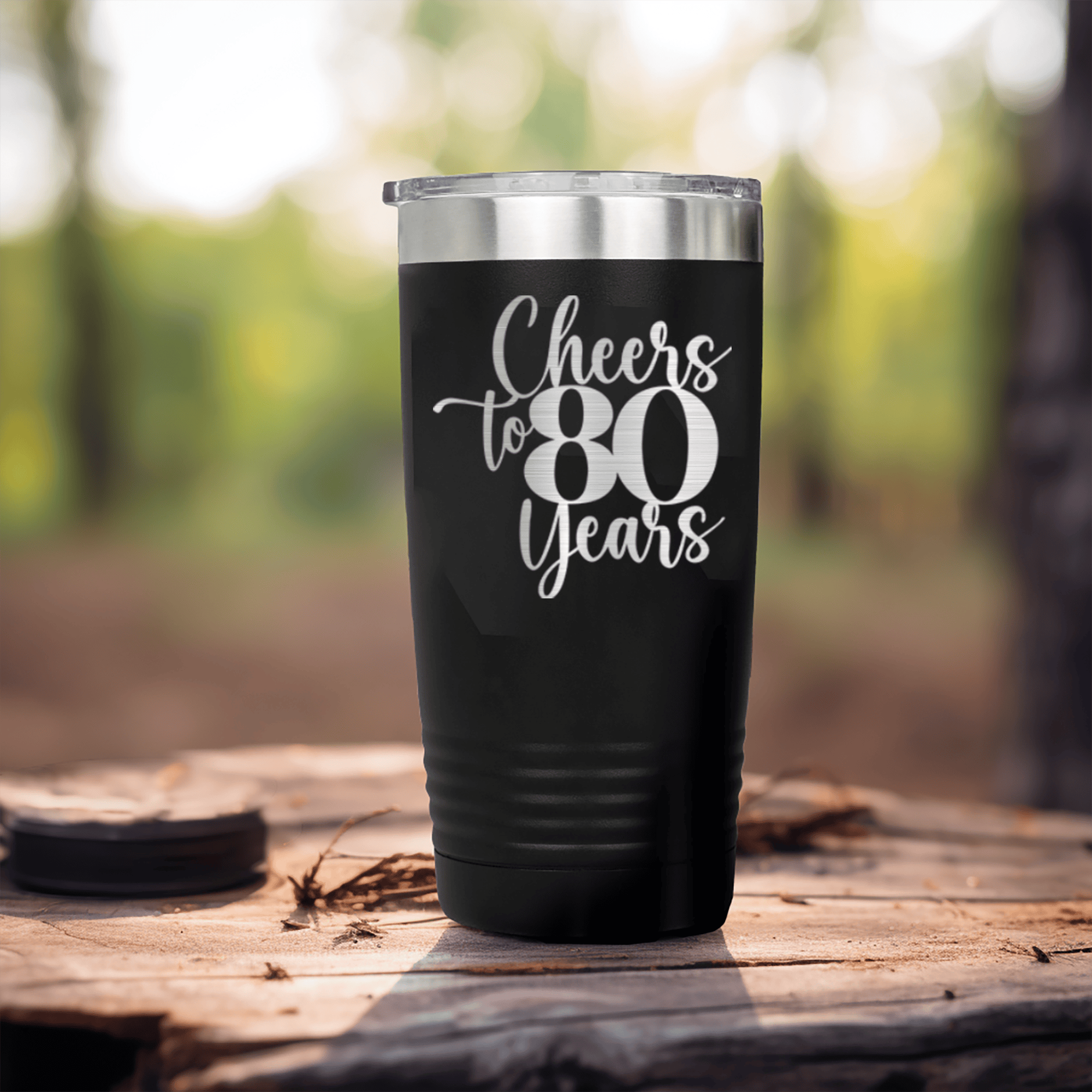 Black birthday tumbler Cheers To Eighty Years