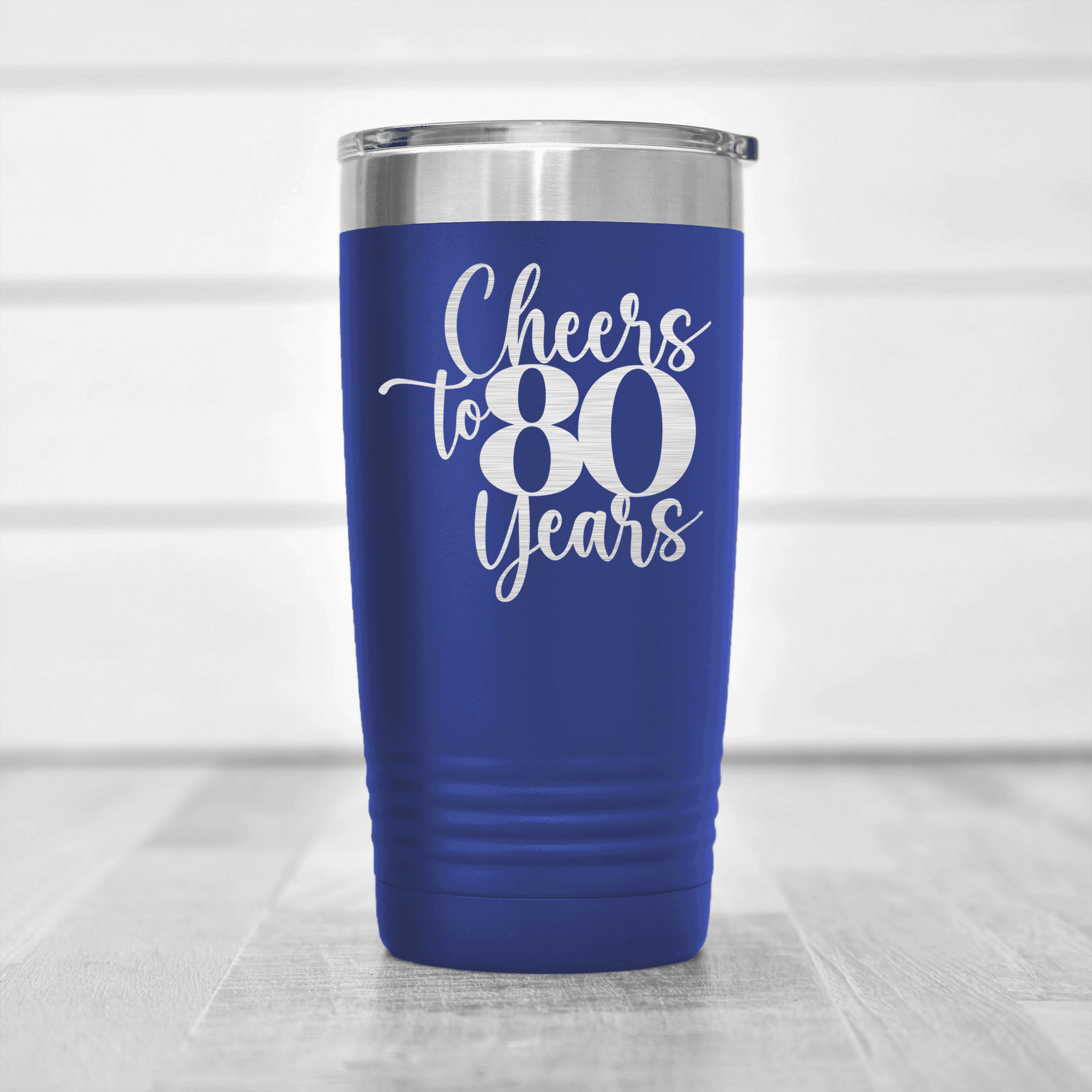 Blue birthday tumbler Cheers To Eighty Years