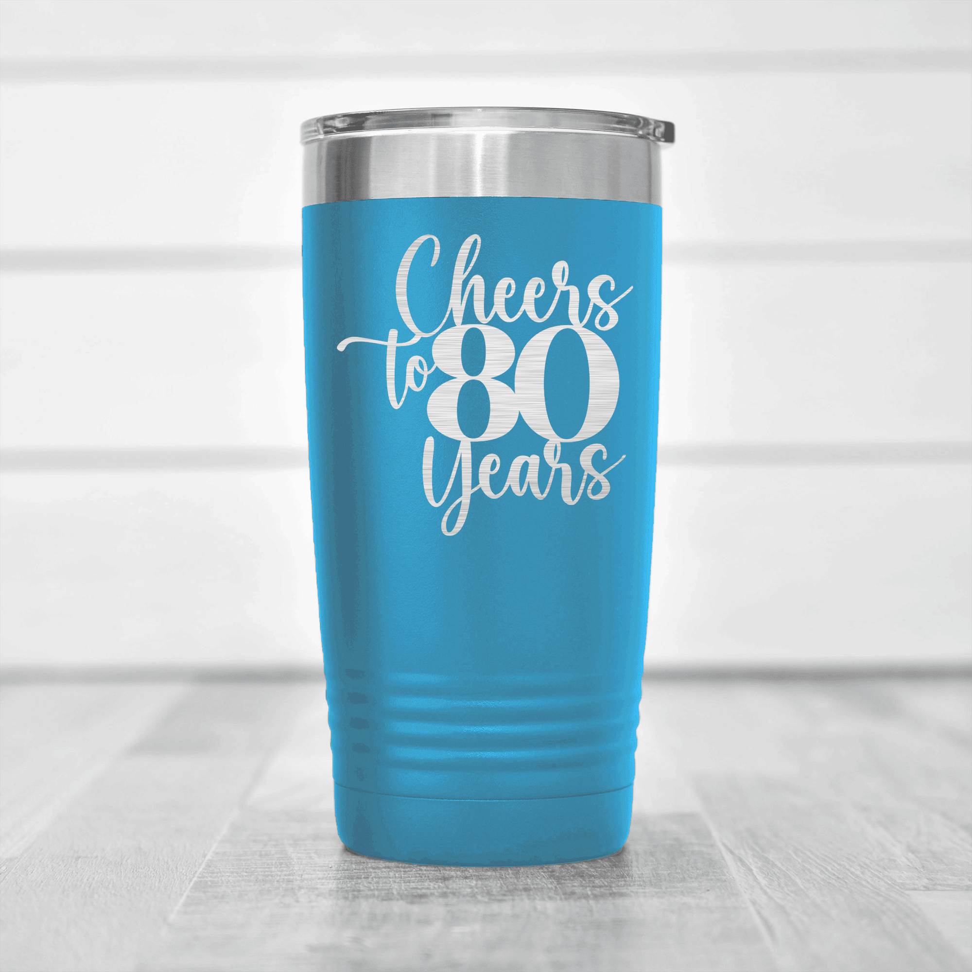 Light Blue birthday tumbler Cheers To Eighty Years