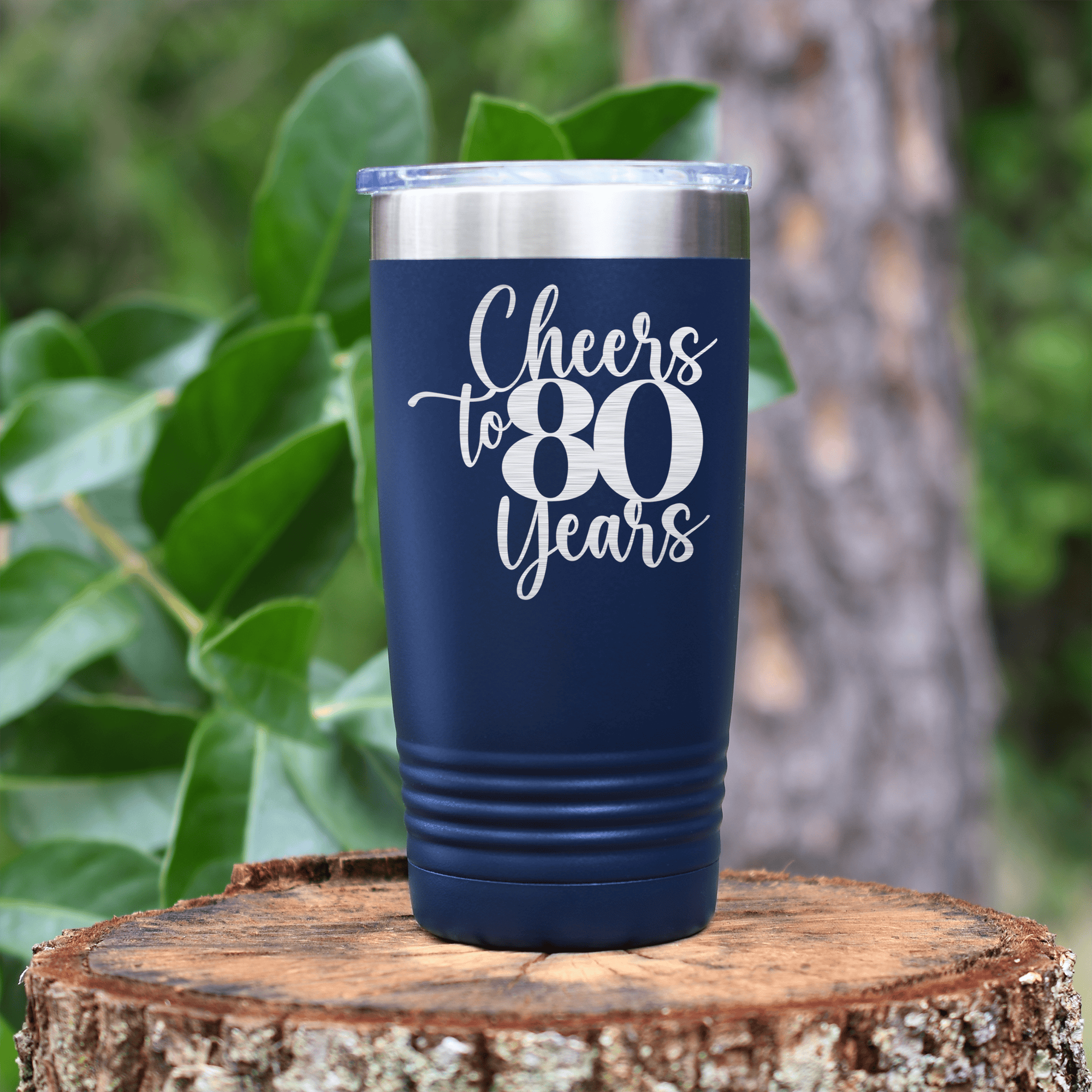 Navy birthday tumbler Cheers To Eighty Years