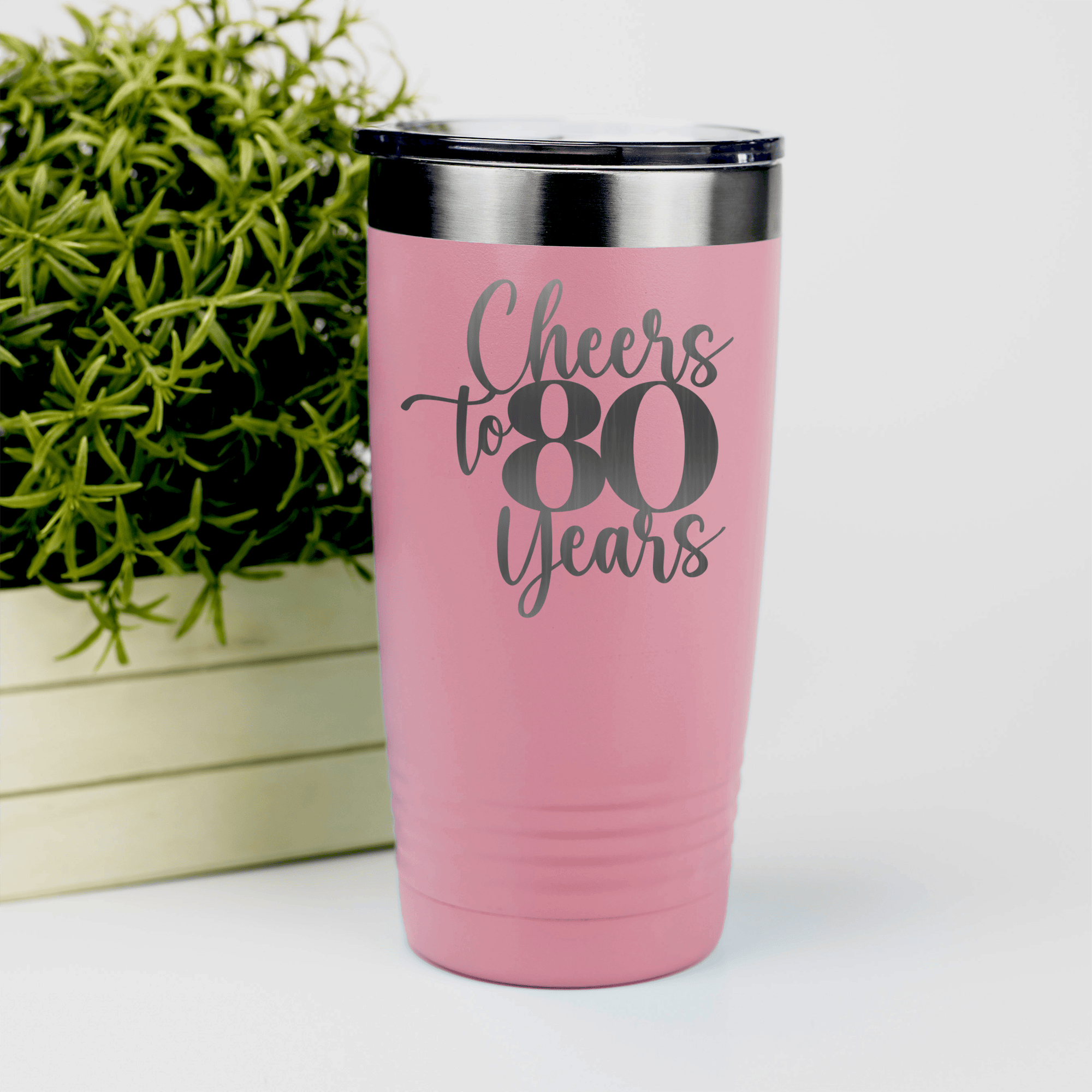 Salmon birthday tumbler Cheers To Eighty Years