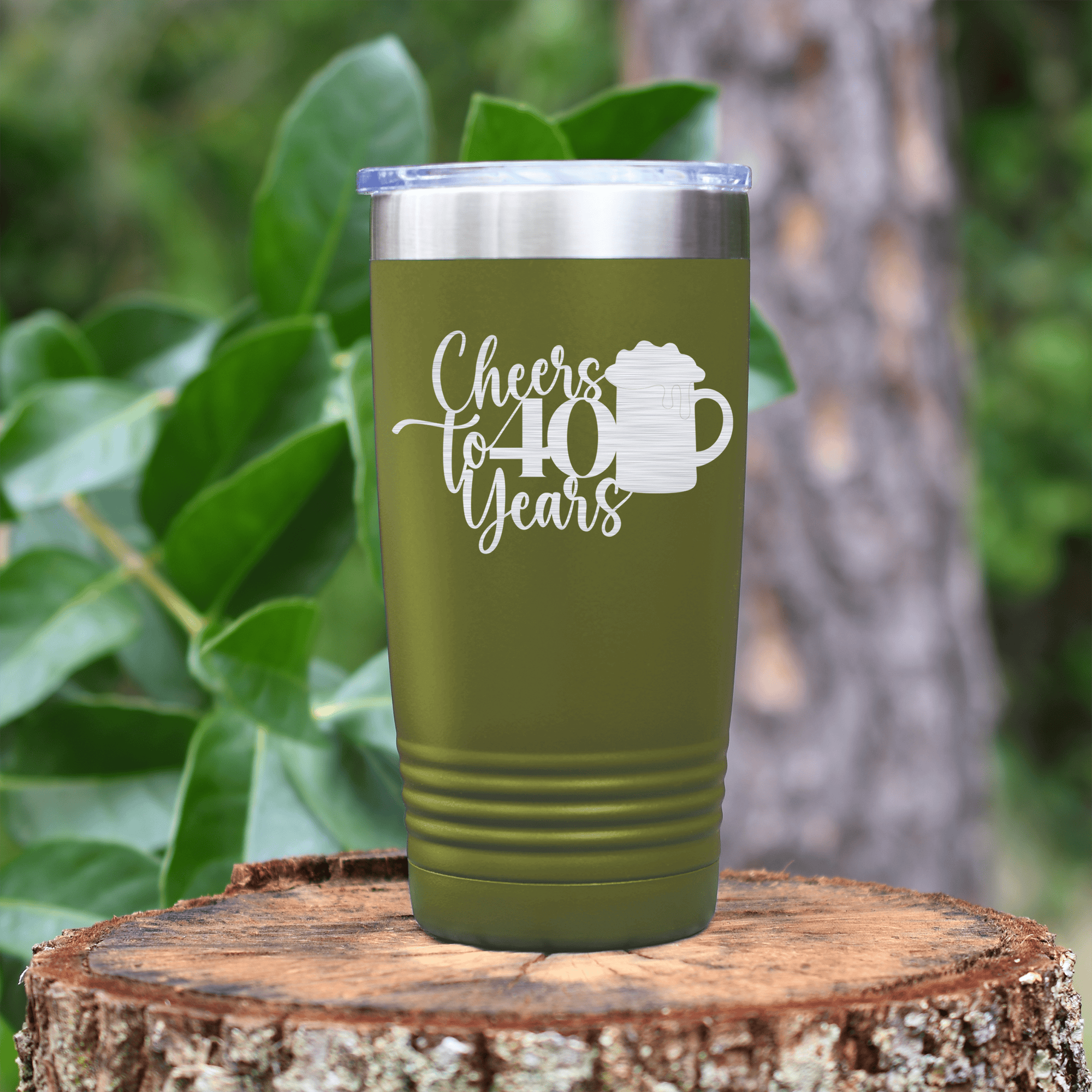 Military Green birthday tumbler Cheers To Fourty Beer