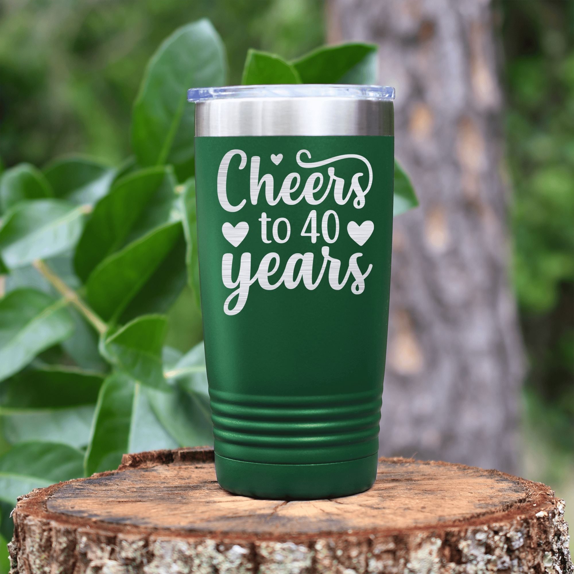 Green birthday tumbler Cheers To Fourty