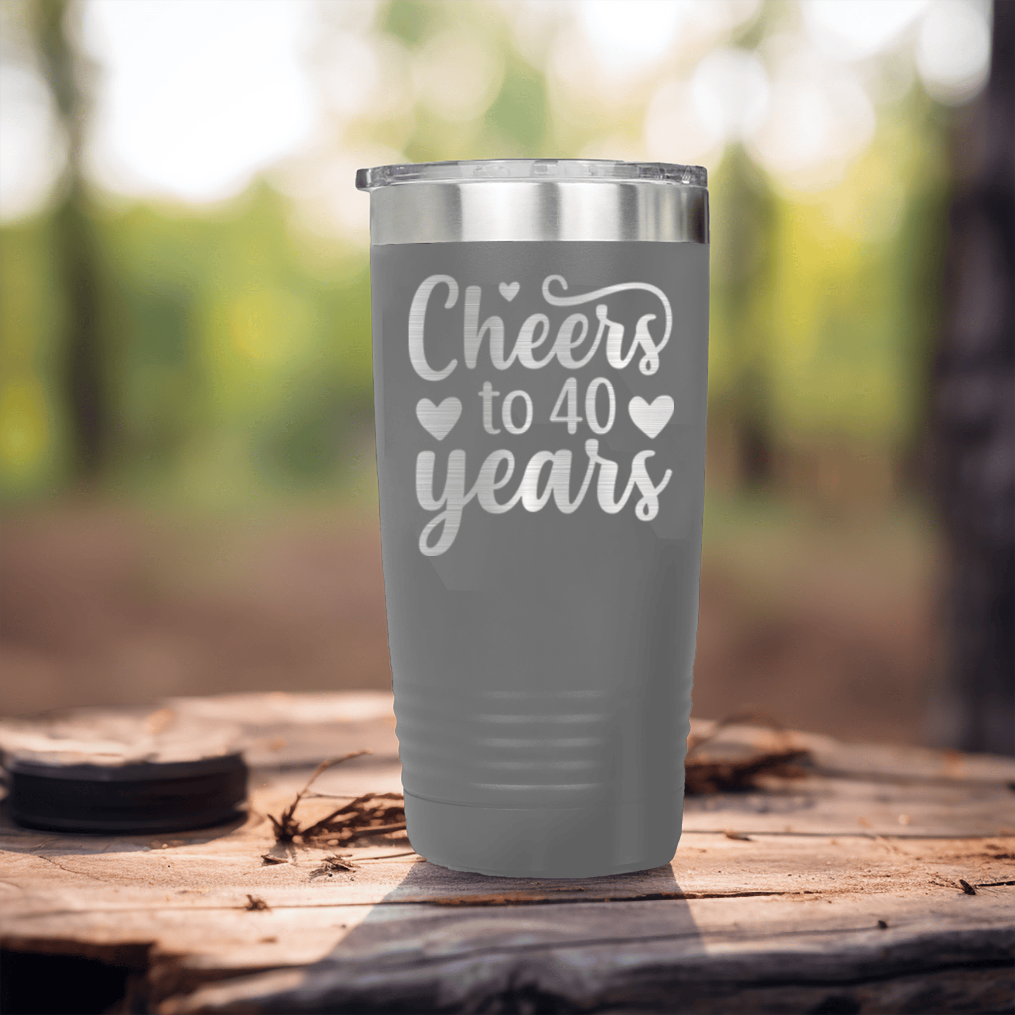 Grey birthday tumbler Cheers To Fourty