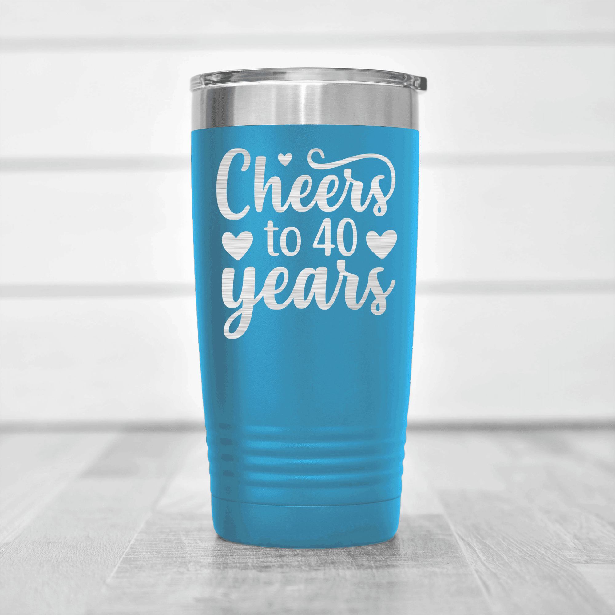 Light Blue birthday tumbler Cheers To Fourty