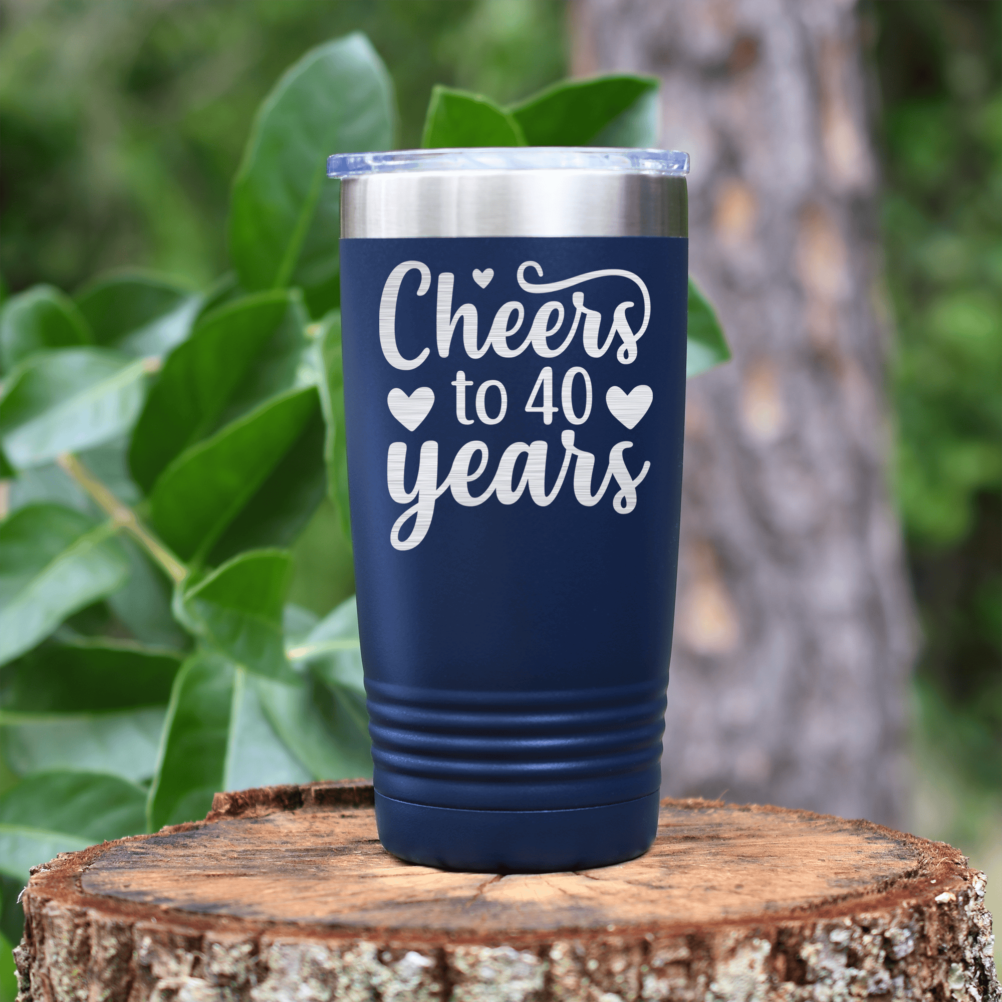 Navy birthday tumbler Cheers To Fourty