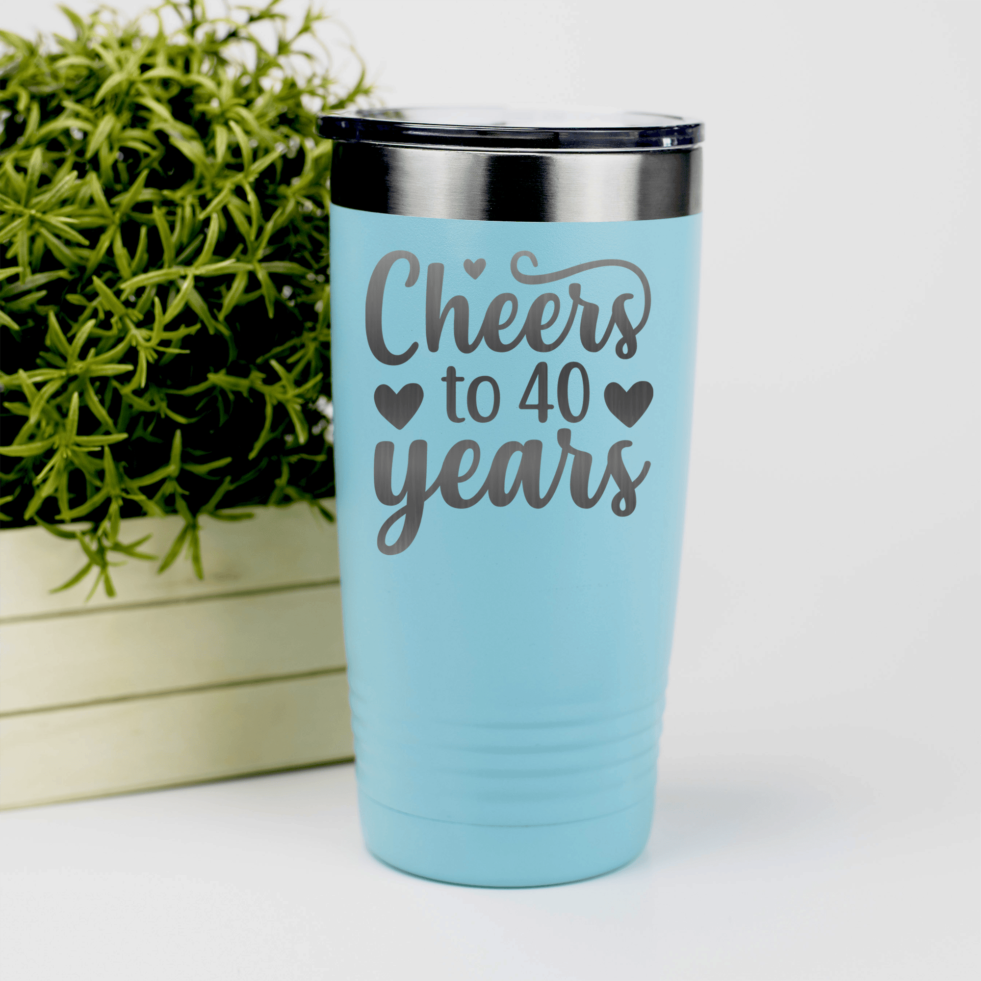 Teal birthday tumbler Cheers To Fourty