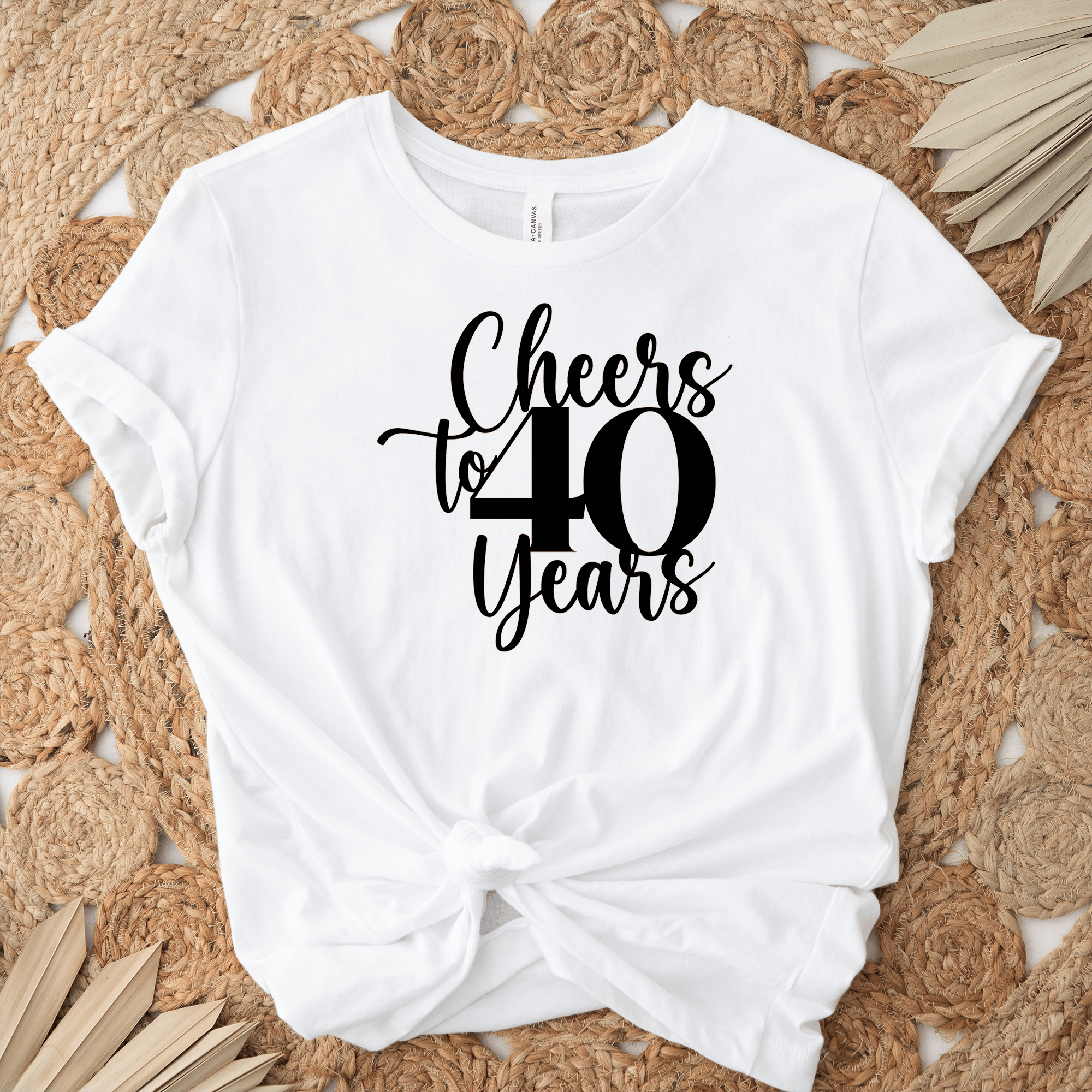 Womens White T Shirt with Cheers-To-Fourty-Years design