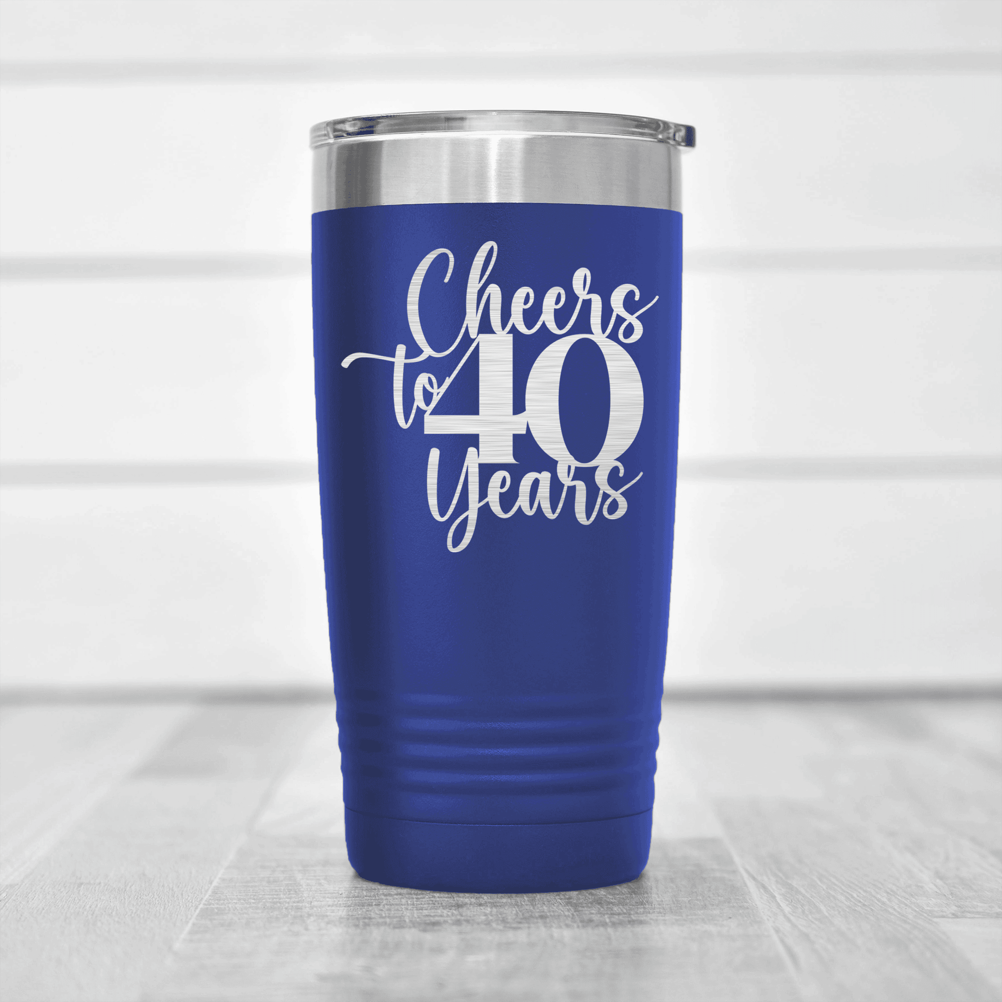 Blue birthday tumbler Cheers To Fourty Years