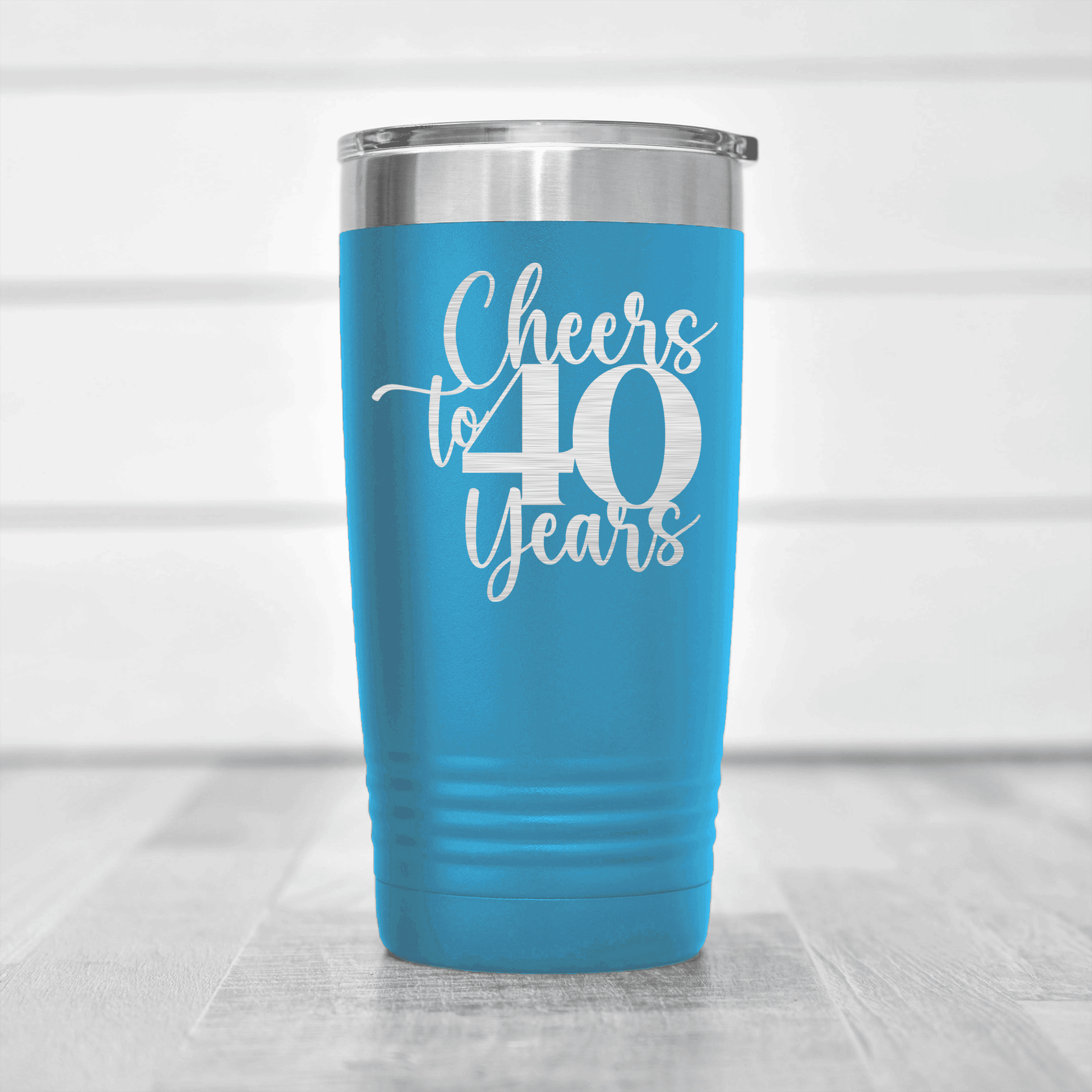 Light Blue birthday tumbler Cheers To Fourty Years