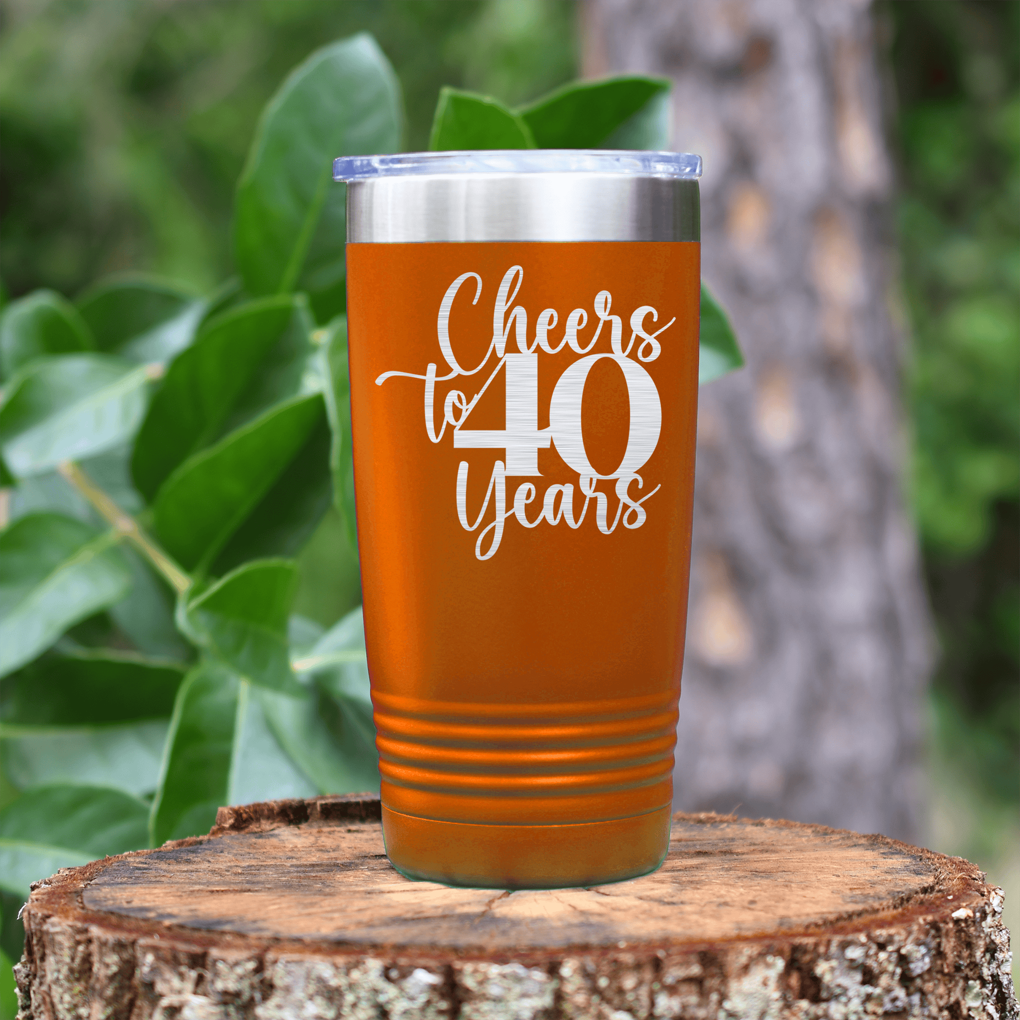 Orange birthday tumbler Cheers To Fourty Years