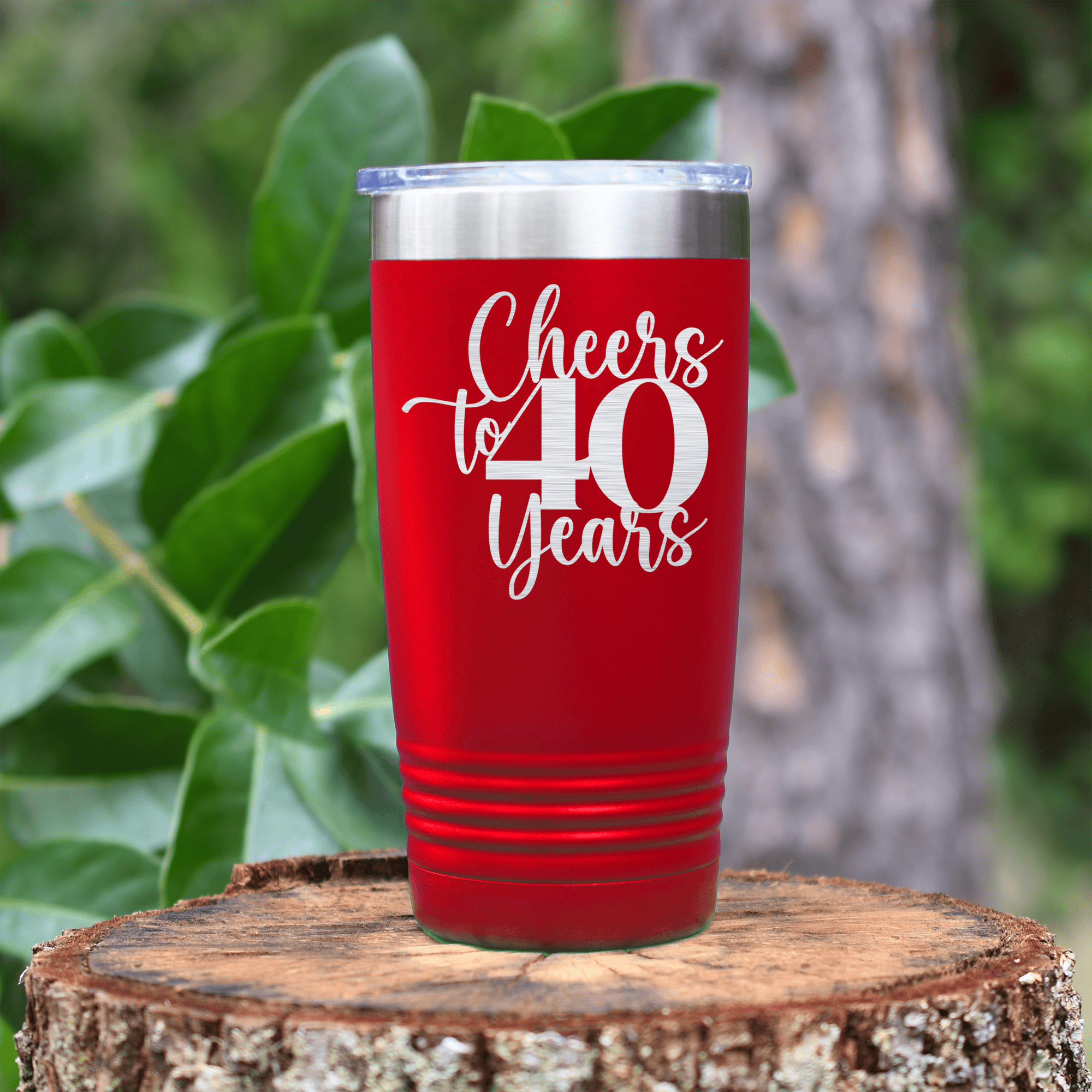 Red birthday tumbler Cheers To Fourty Years