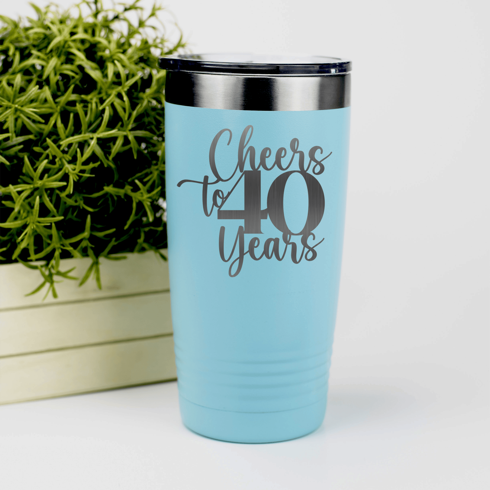 Teal birthday tumbler Cheers To Fourty Years