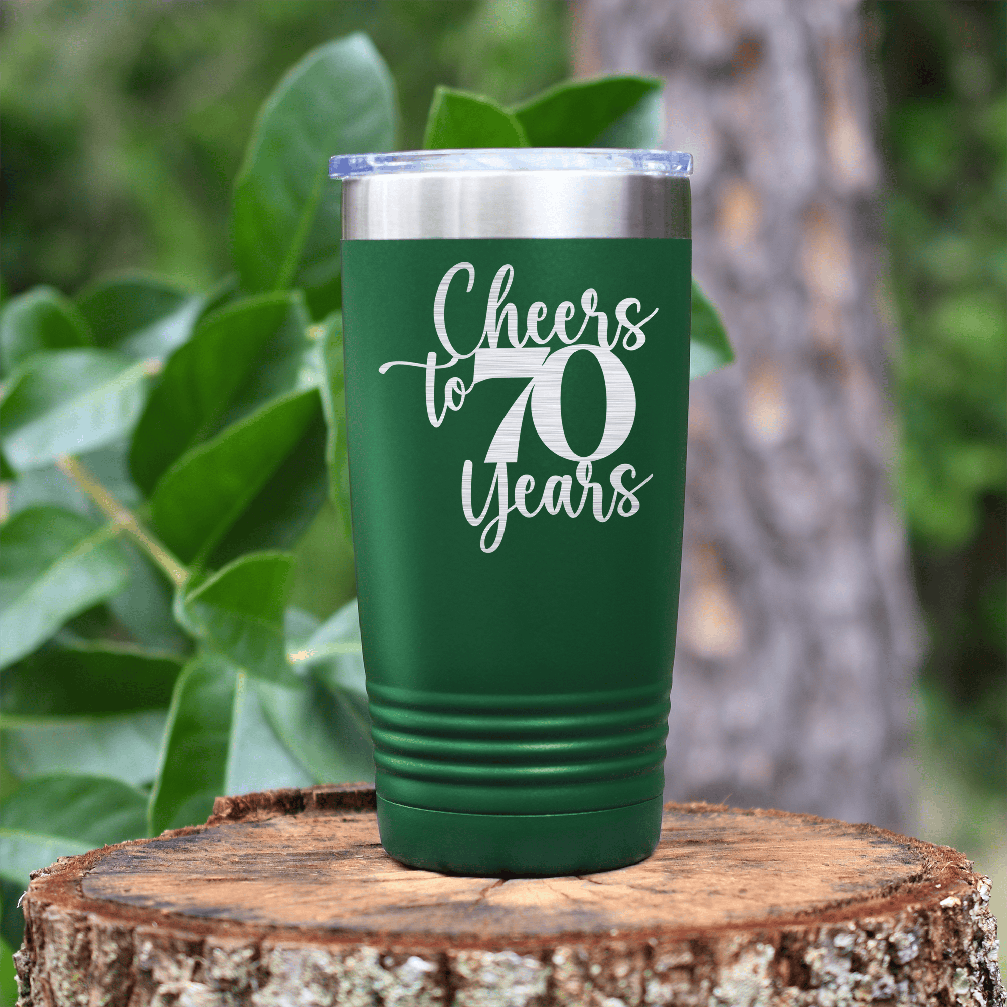 Green birthday tumbler Cheers To Seventy Years