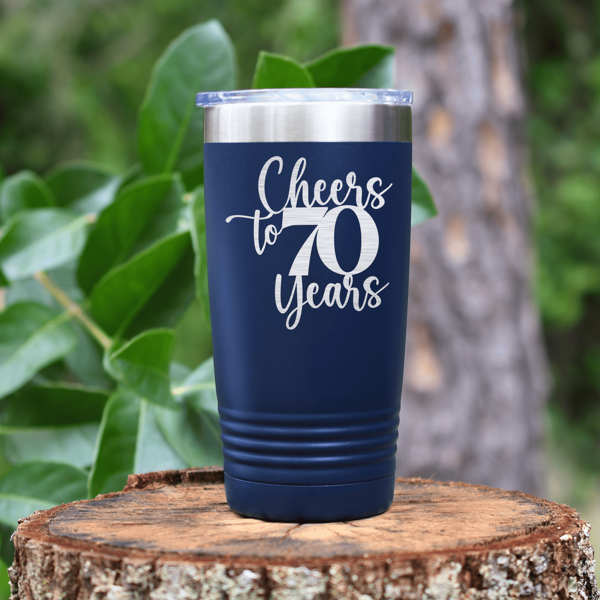 Navy birthday tumbler Cheers To Seventy Years