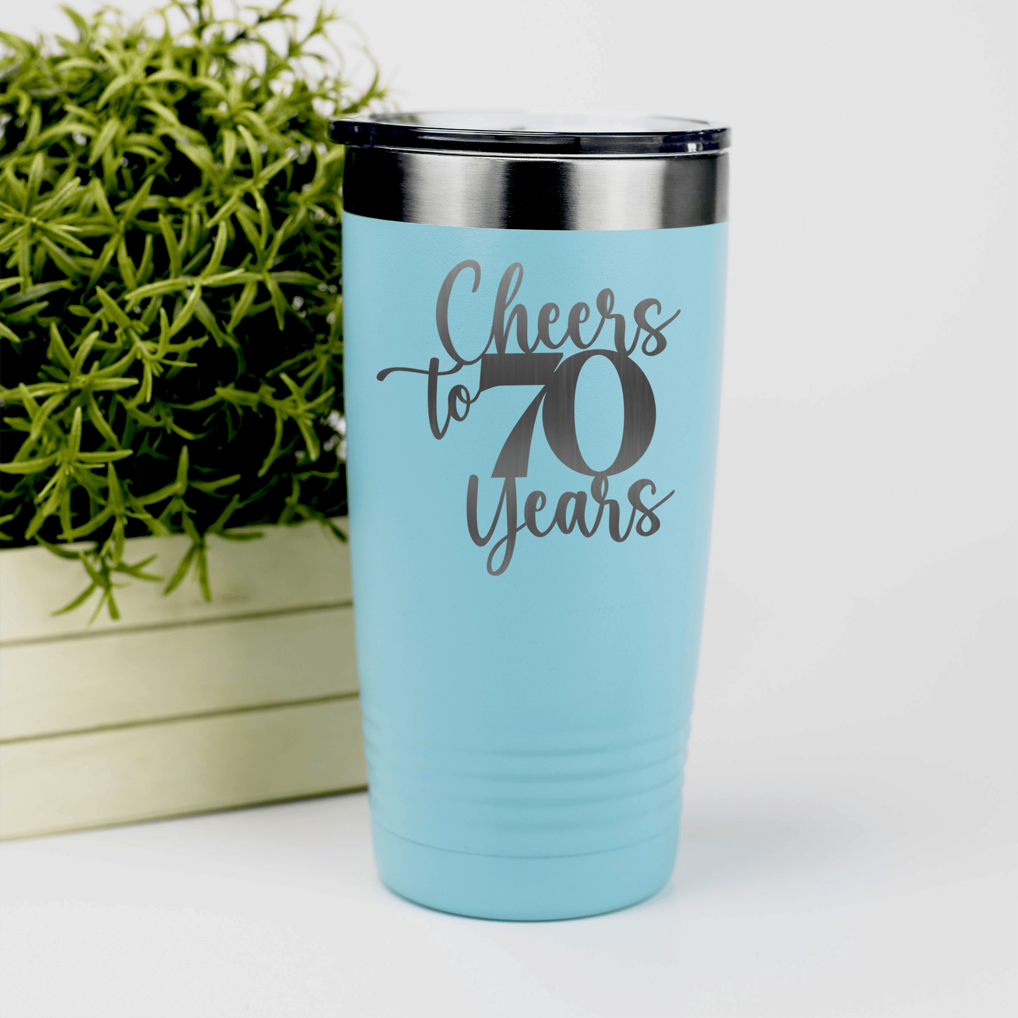 Teal birthday tumbler Cheers To Seventy Years