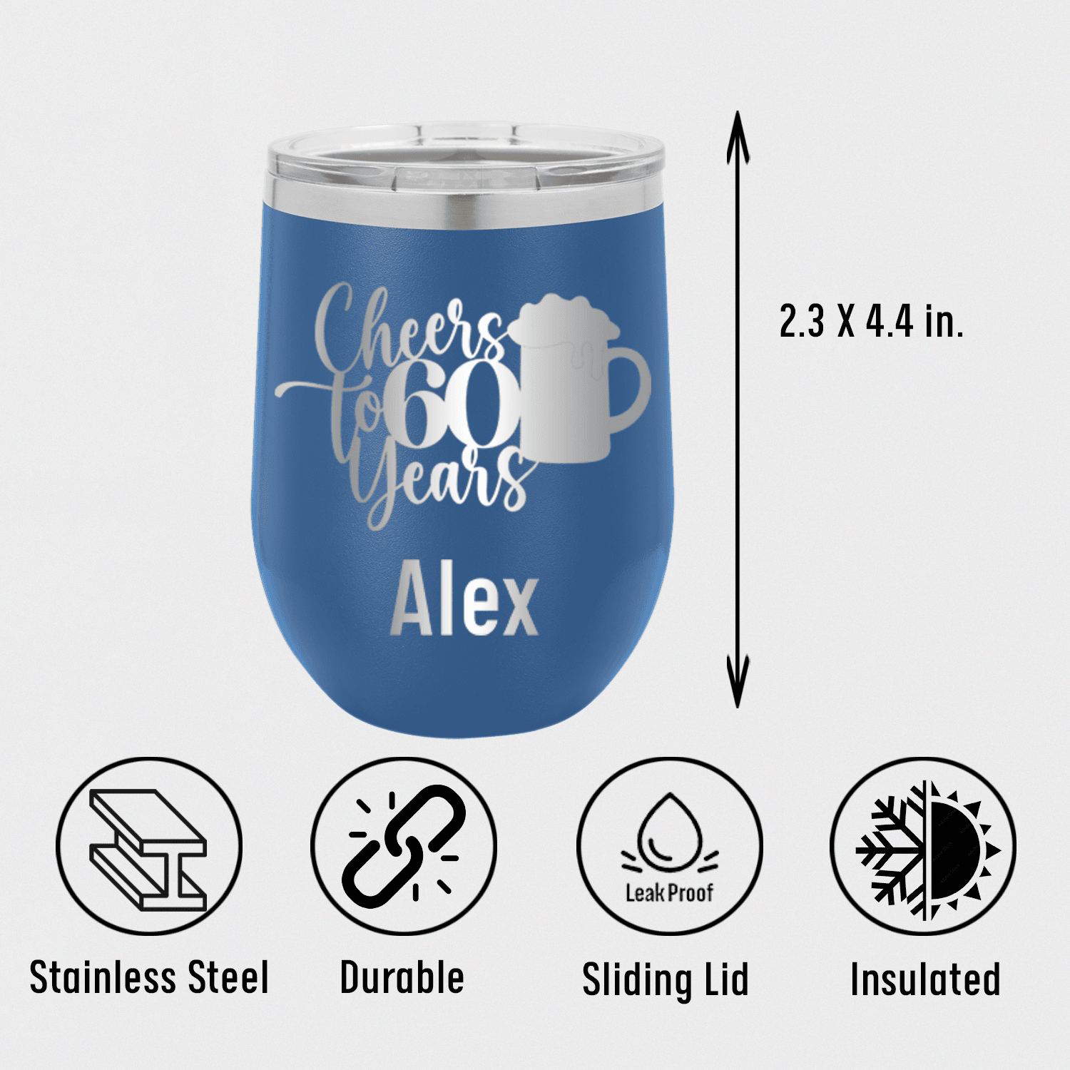 Cheers To Sixty Beer Wine Tumbler