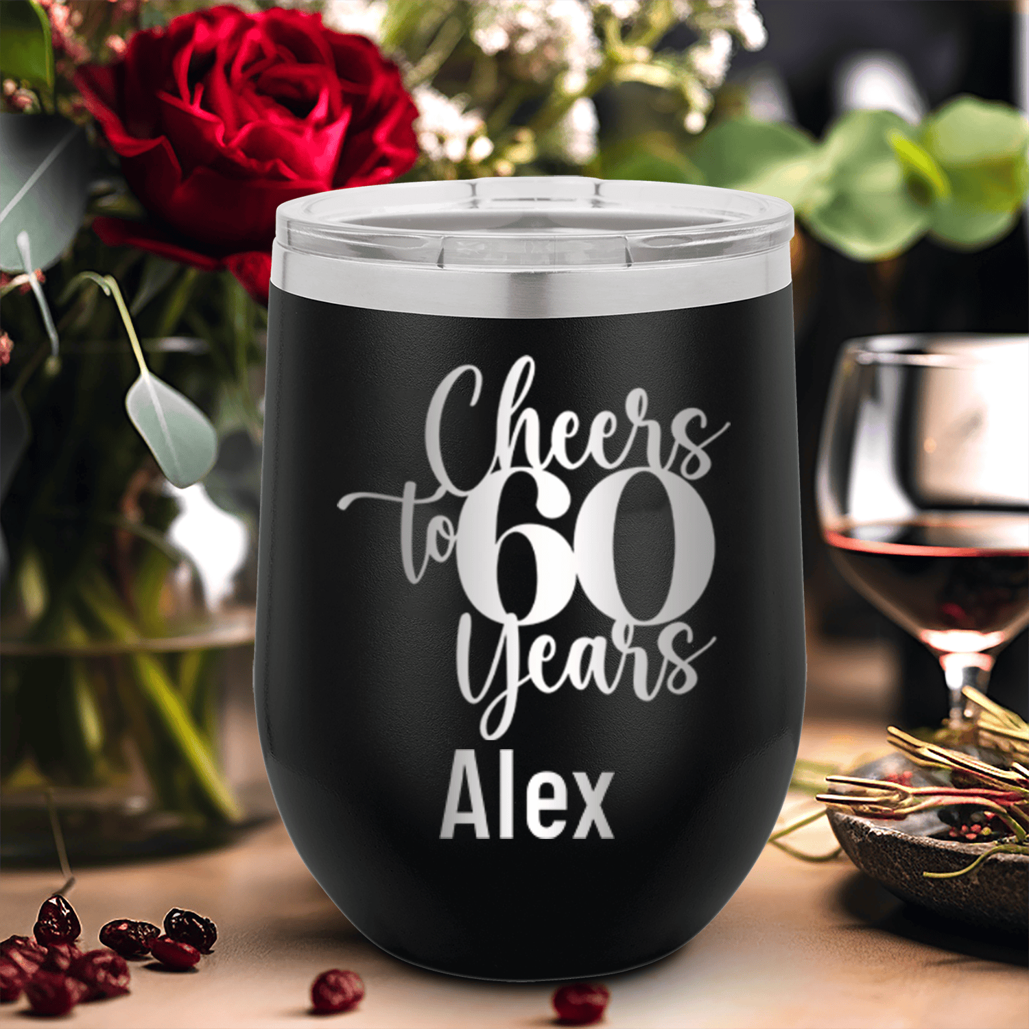 Cheers To Sixty Years Wine Tumbler