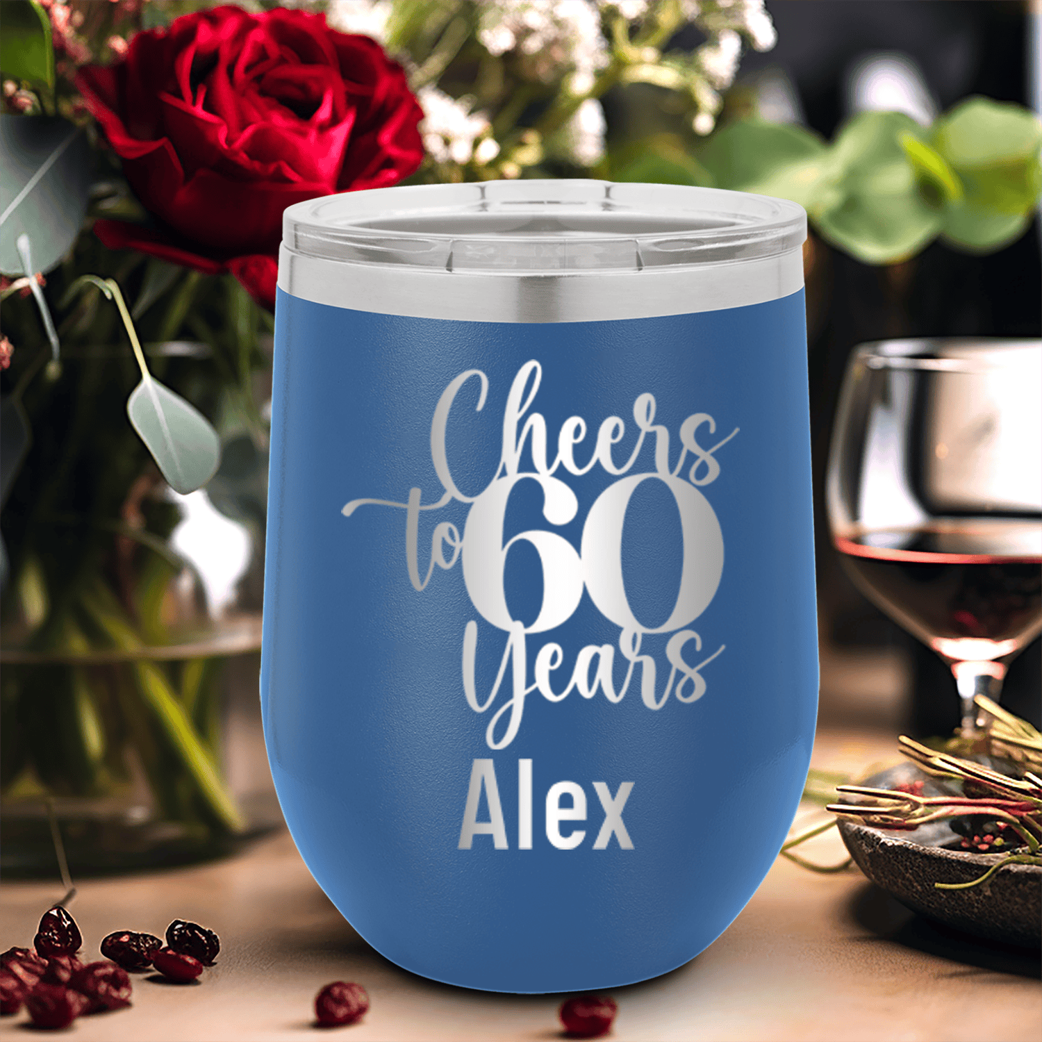 Cheers To Sixty Years Wine Tumbler