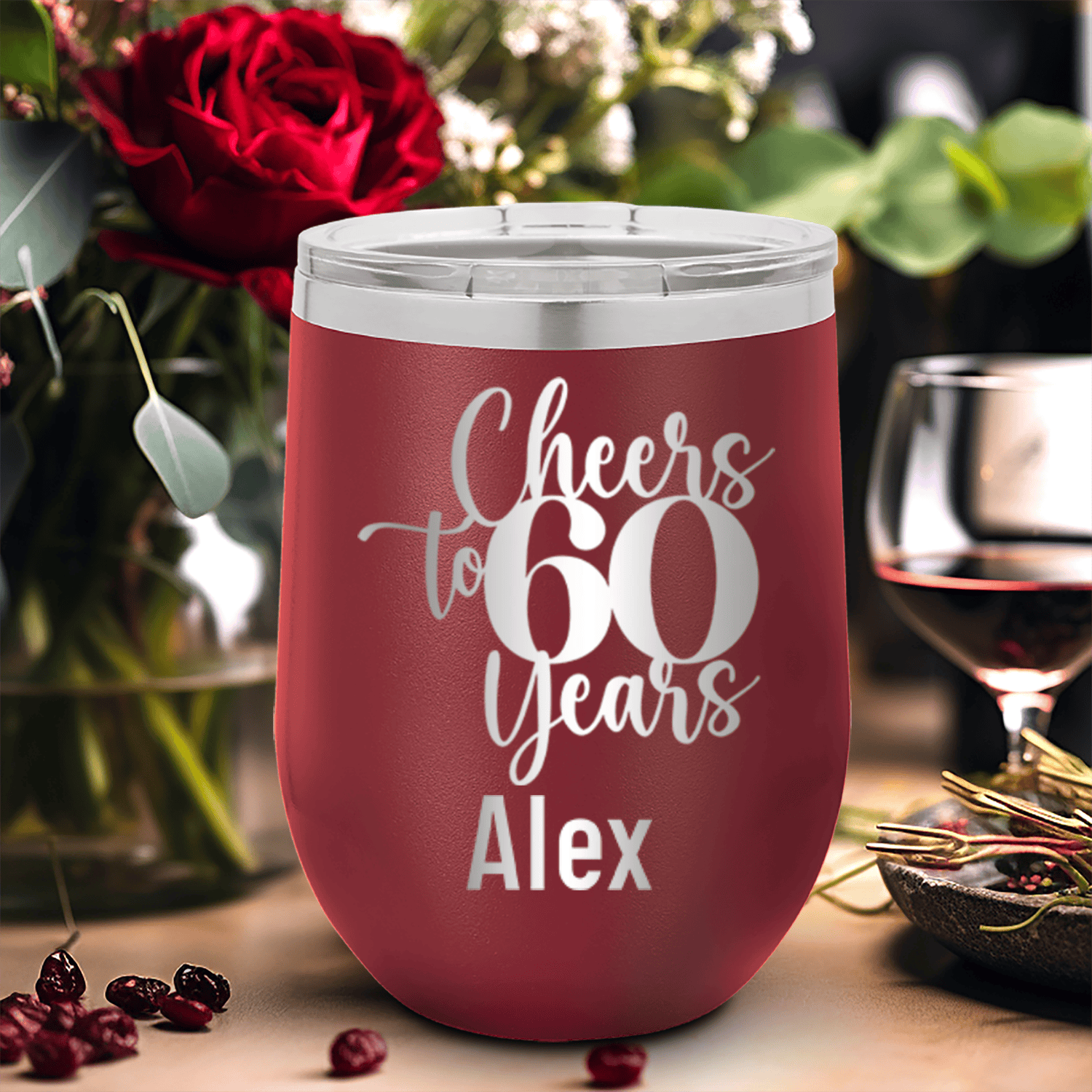 Cheers To Sixty Years Wine Tumbler