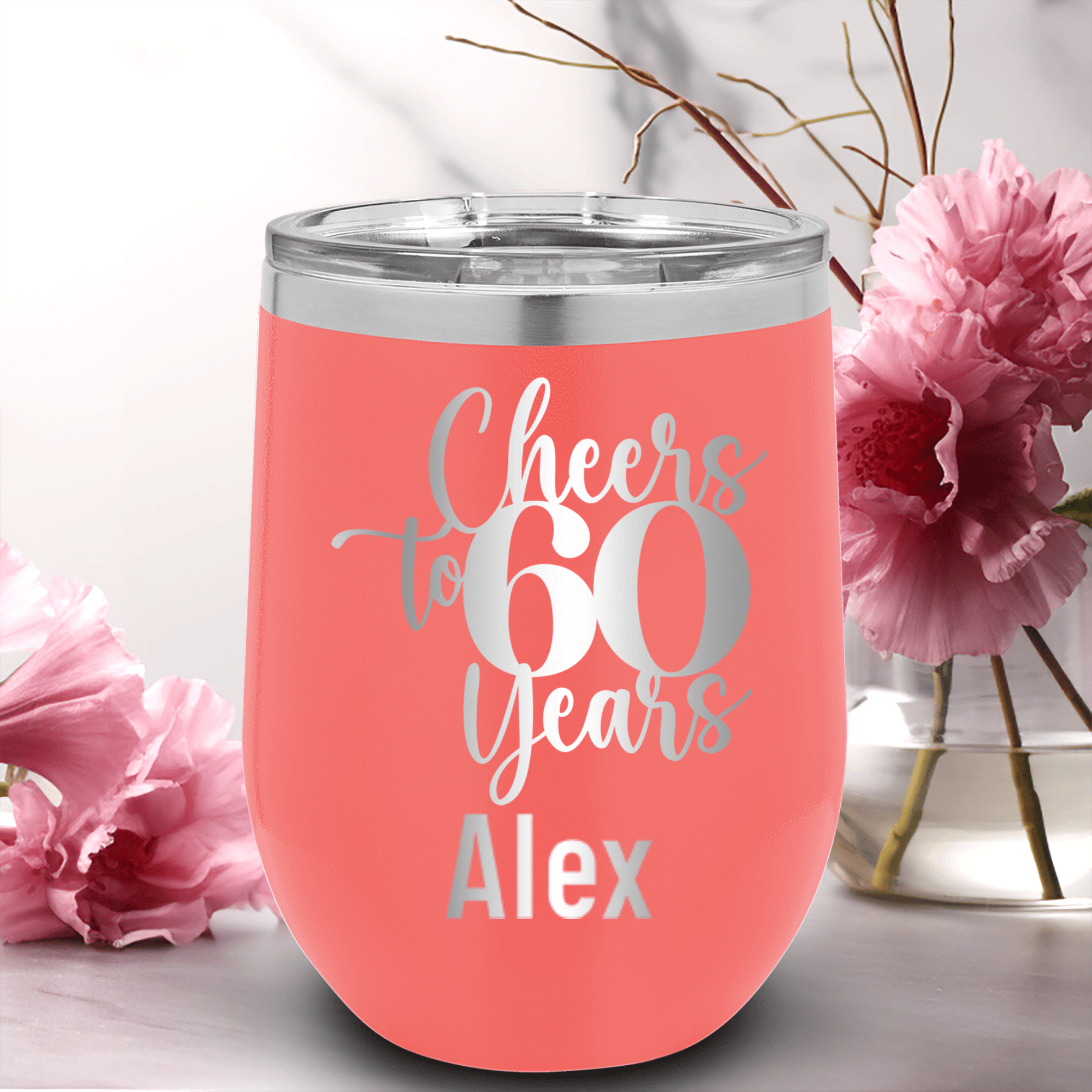 Cheers To Sixty Years Wine Tumbler