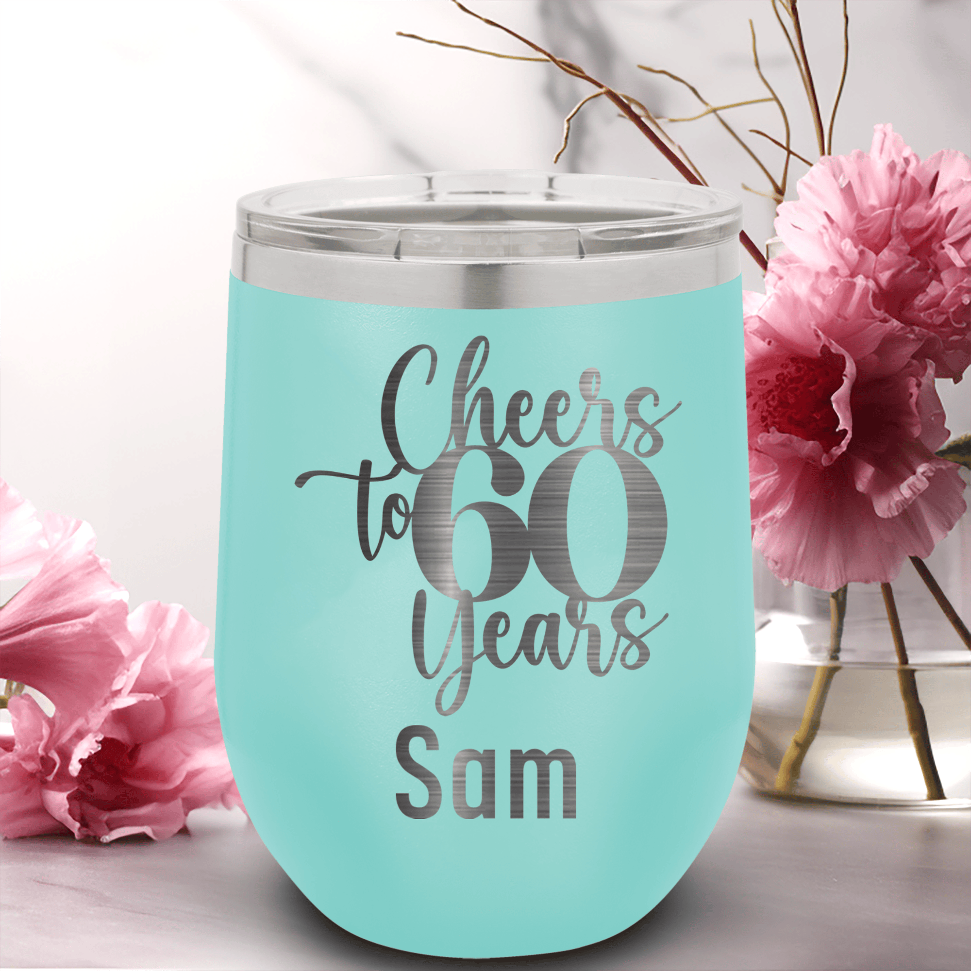 Cheers To Sixty Years Wine Tumbler