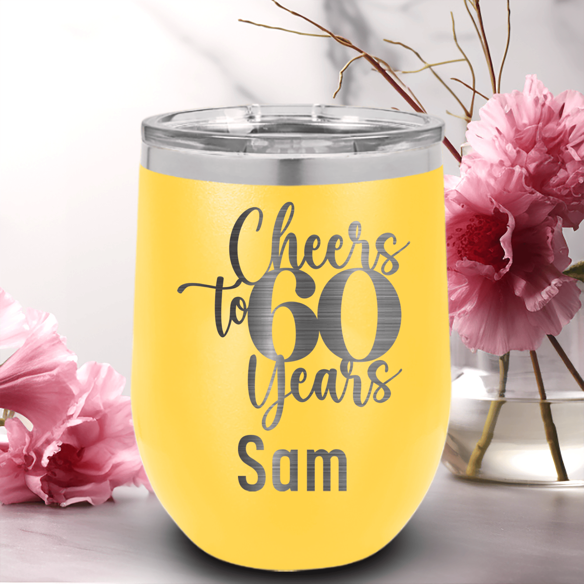 Cheers To Sixty Years Wine Tumbler