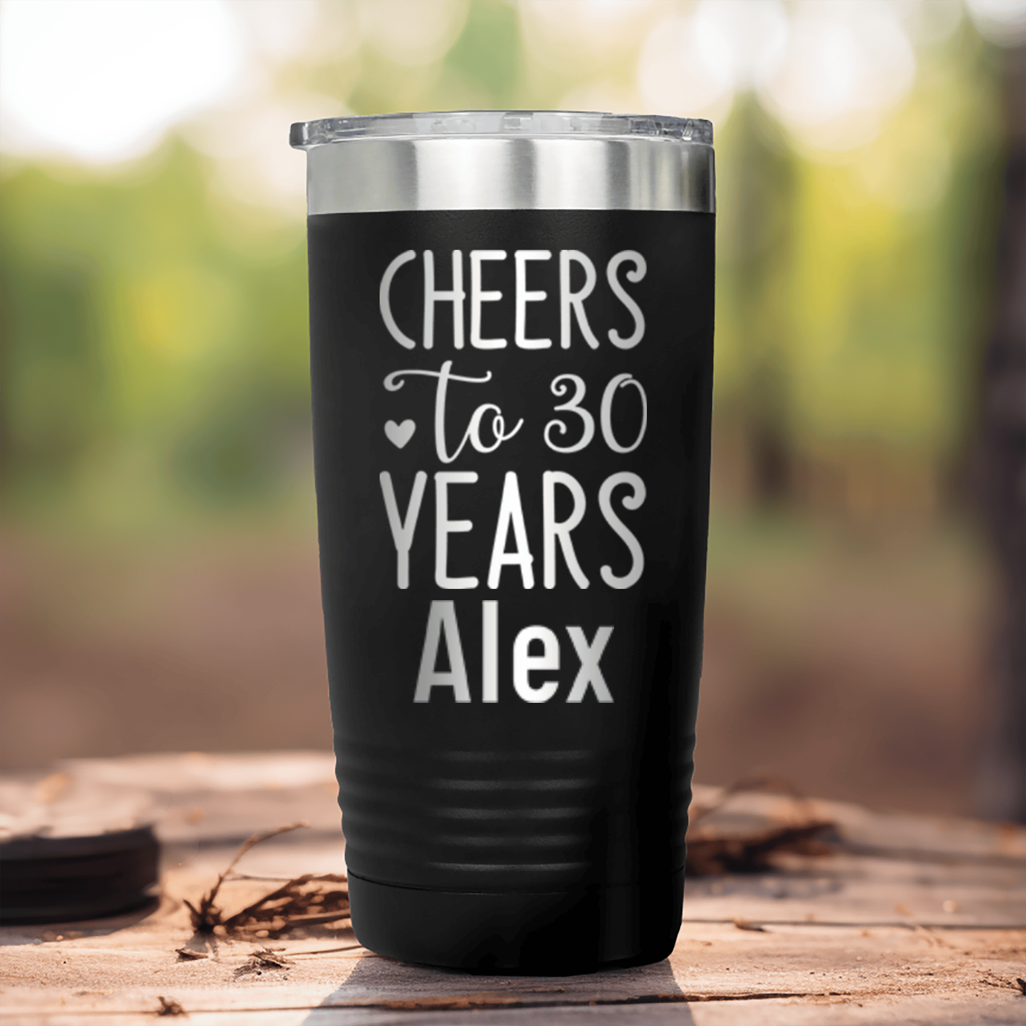 Black Birthday Tumbler With Cheers To Thirty Design