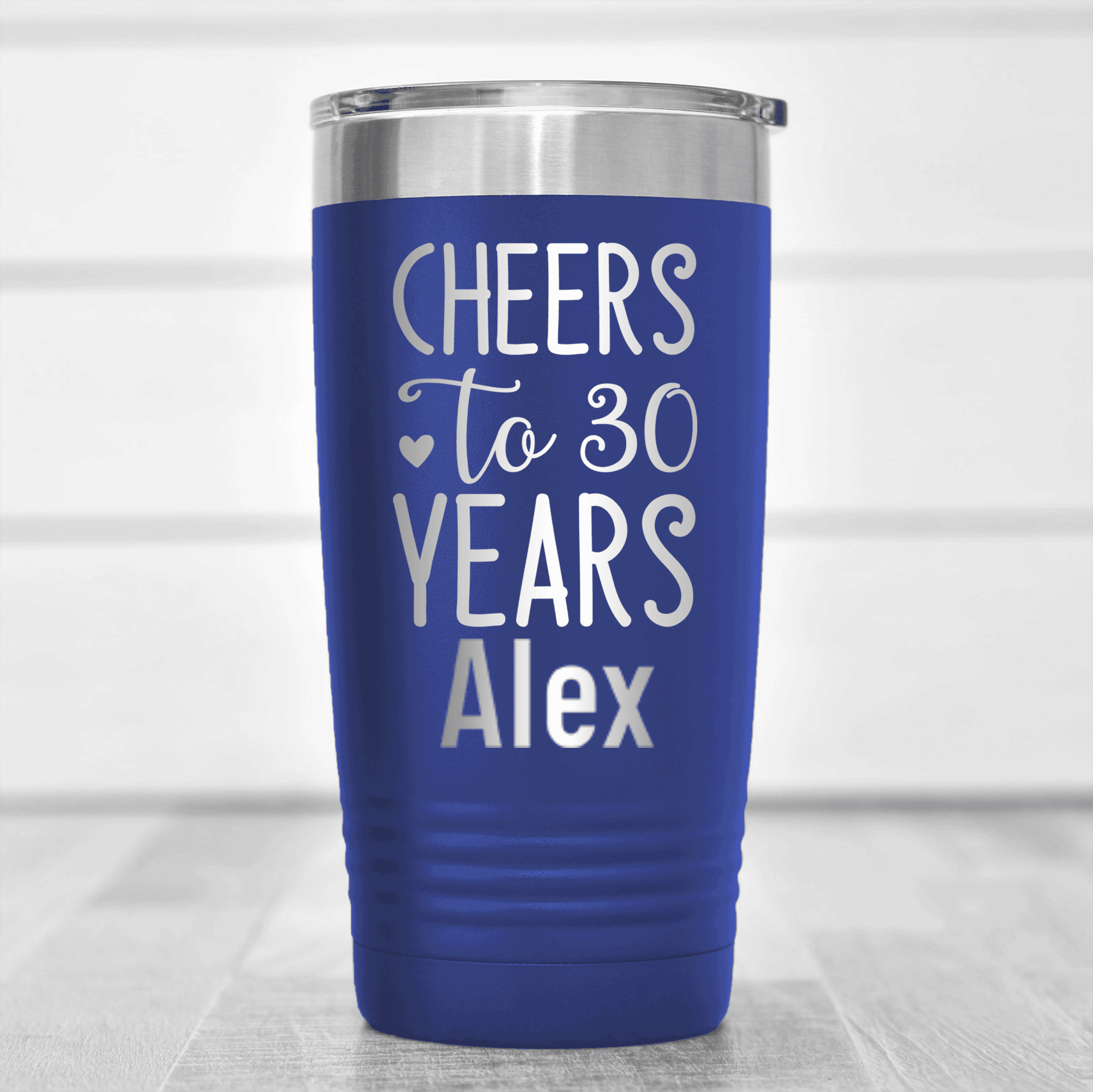 Blue Birthday Tumbler With Cheers To Thirty Design