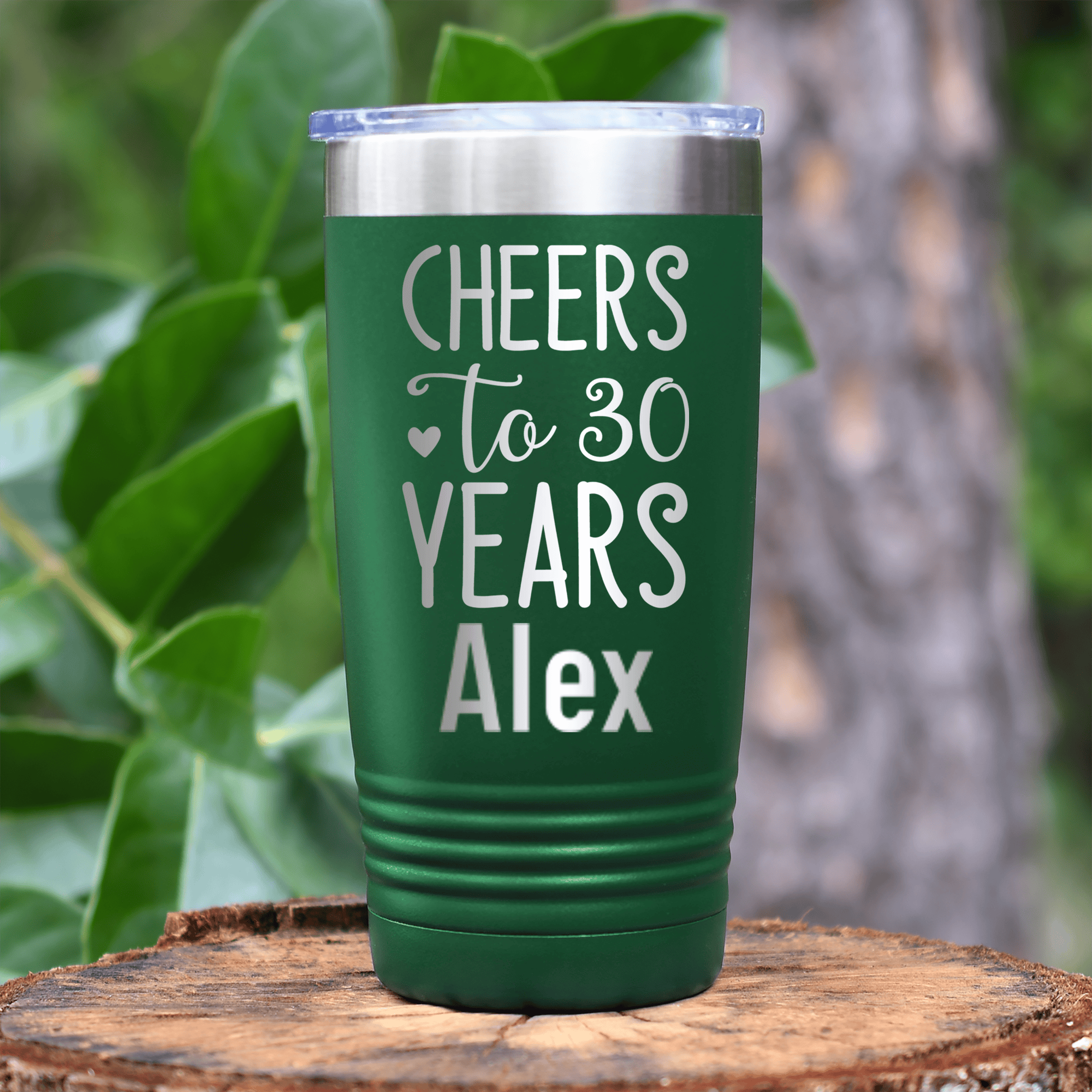 Green Birthday Tumbler With Cheers To Thirty Design