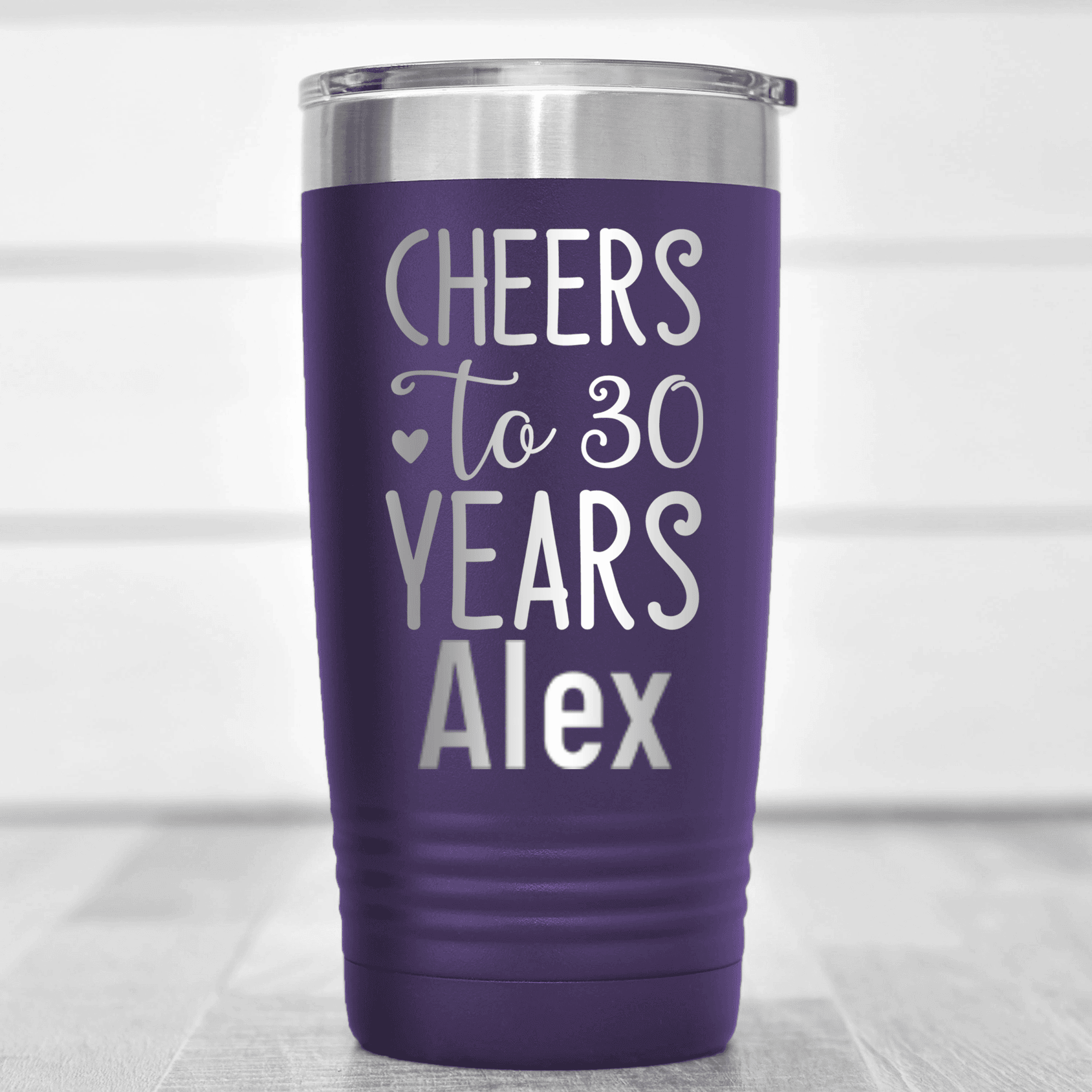 Purple Birthday Tumbler With Cheers To Thirty Design