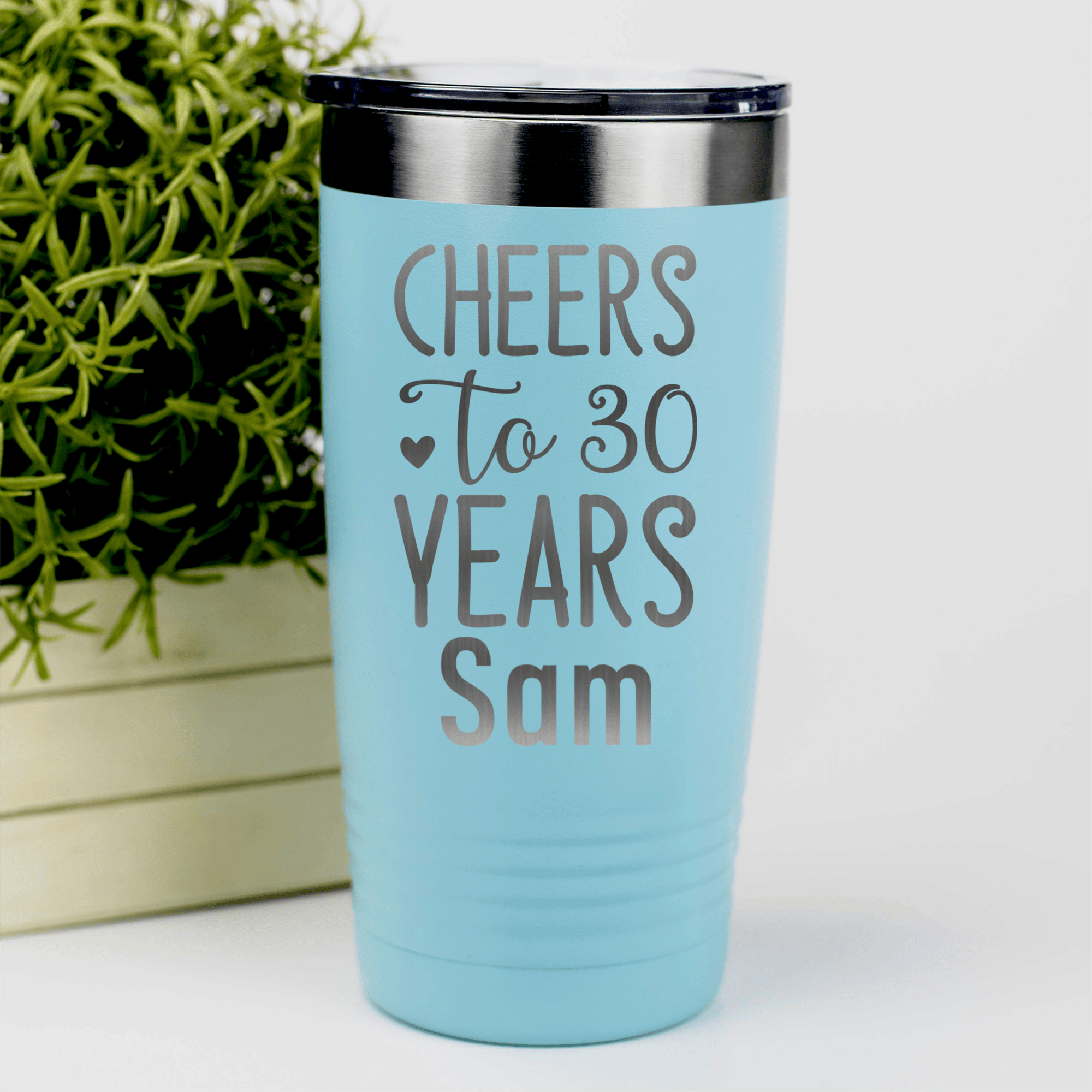 Teal Birthday Tumbler With Cheers To Thirty Design