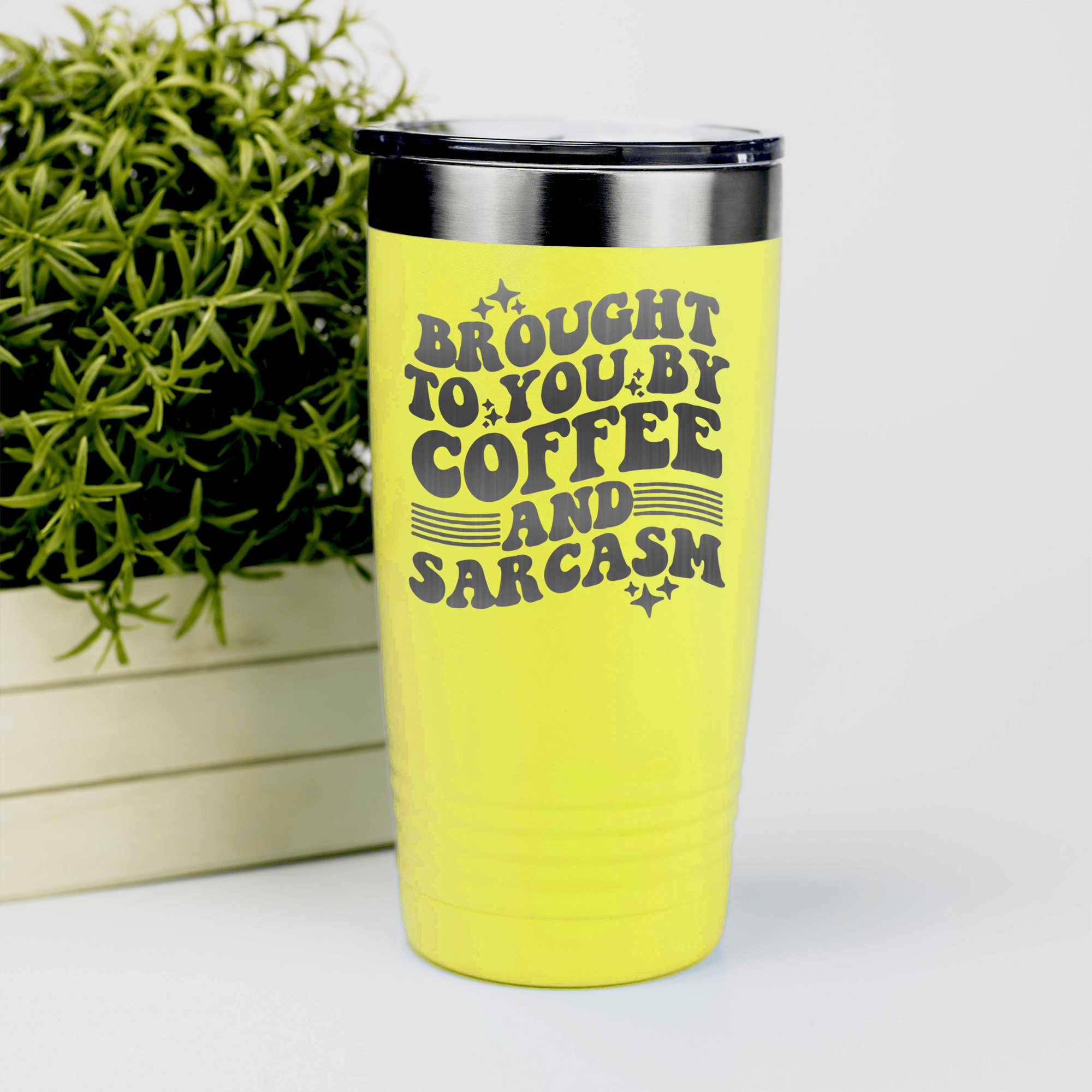 Yellow pickelball tumbler Coffee And Sarcasm