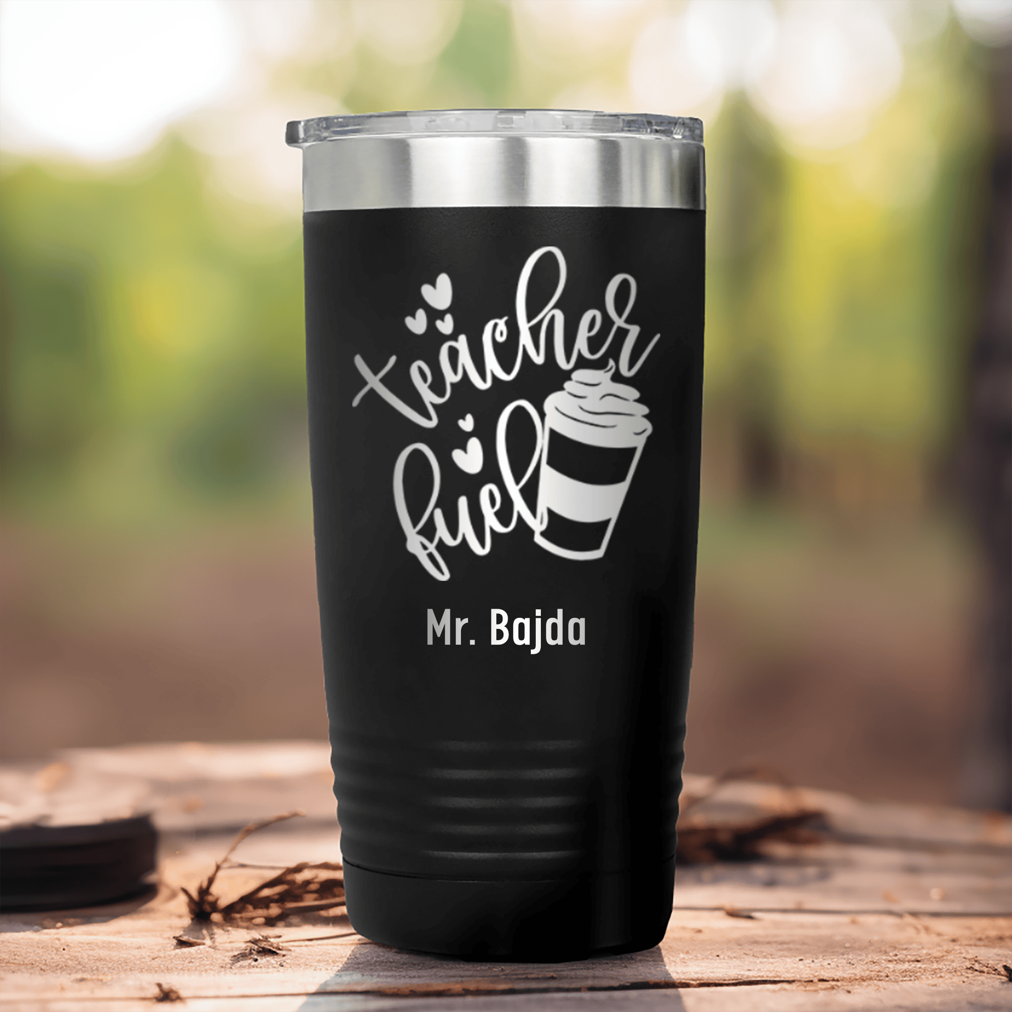 Black Teacher Tumbler With Coffee Is My Fuel Design