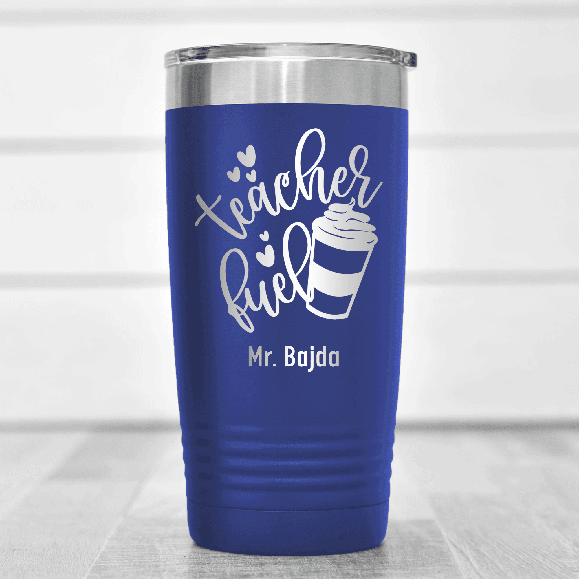 Blue Teacher Tumbler With Coffee Is My Fuel Design