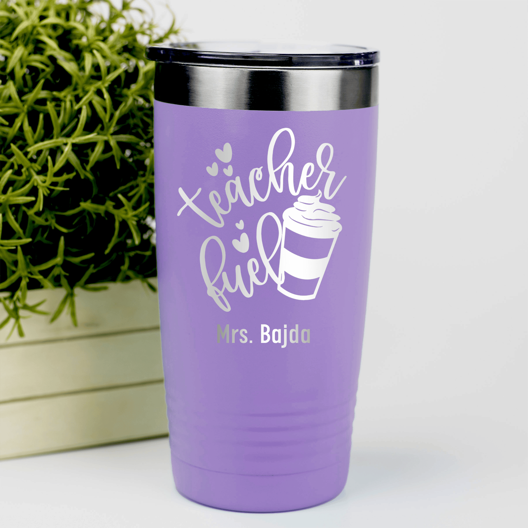 Light Purple Teacher Tumbler With Coffee Is My Fuel Design