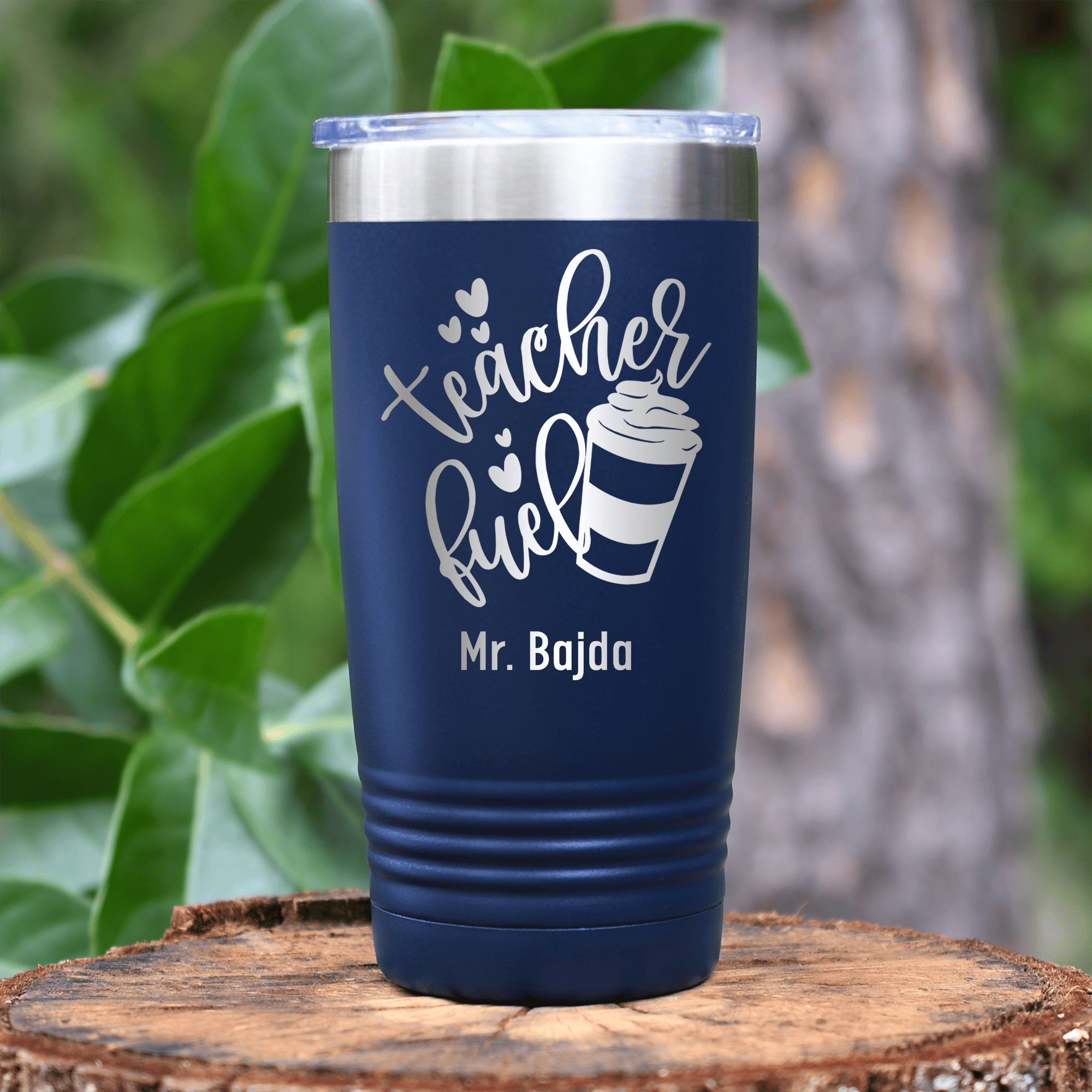 Navy Teacher Tumbler With Coffee Is My Fuel Design