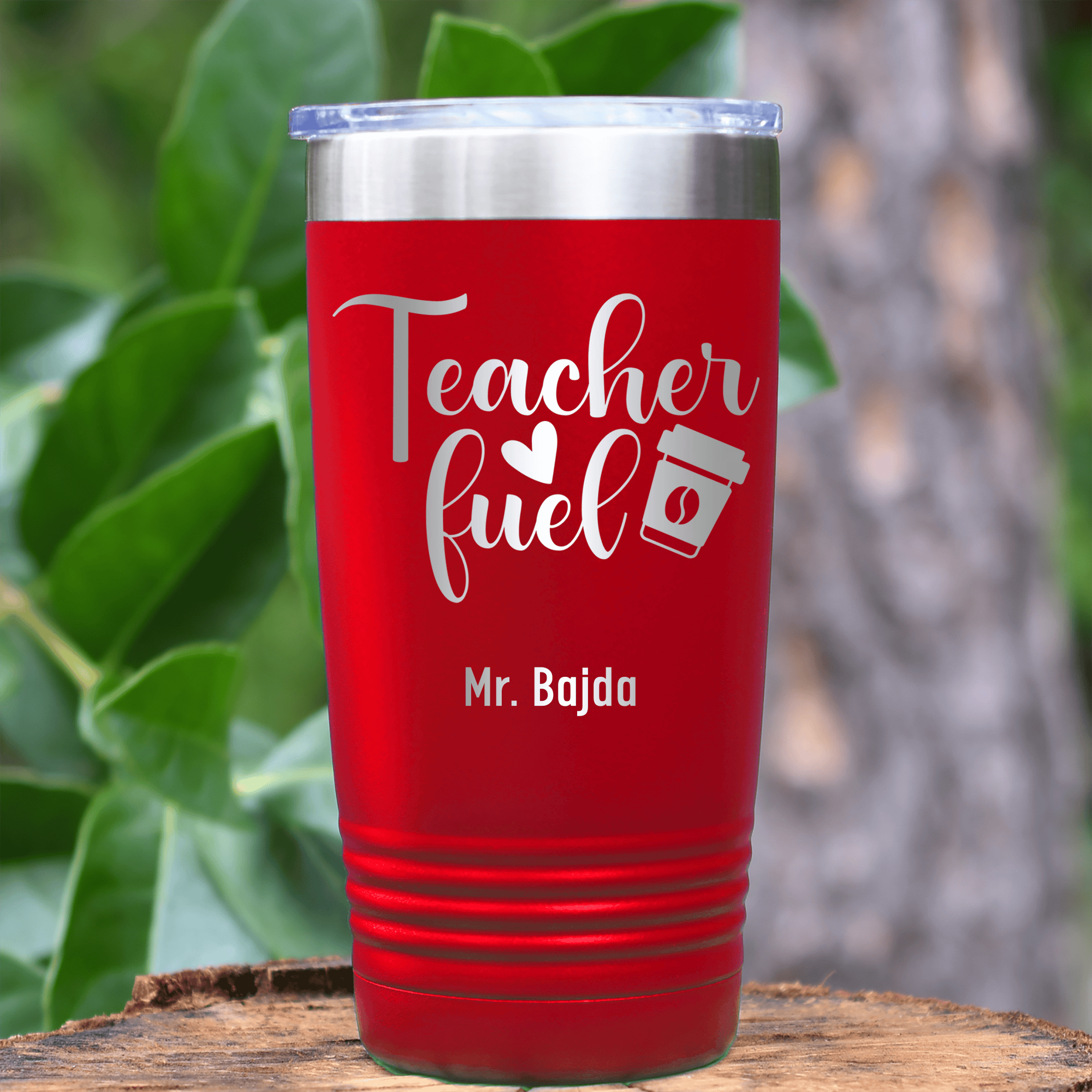 Red Teacher Tumbler With Coffee Teacher Fuel Design