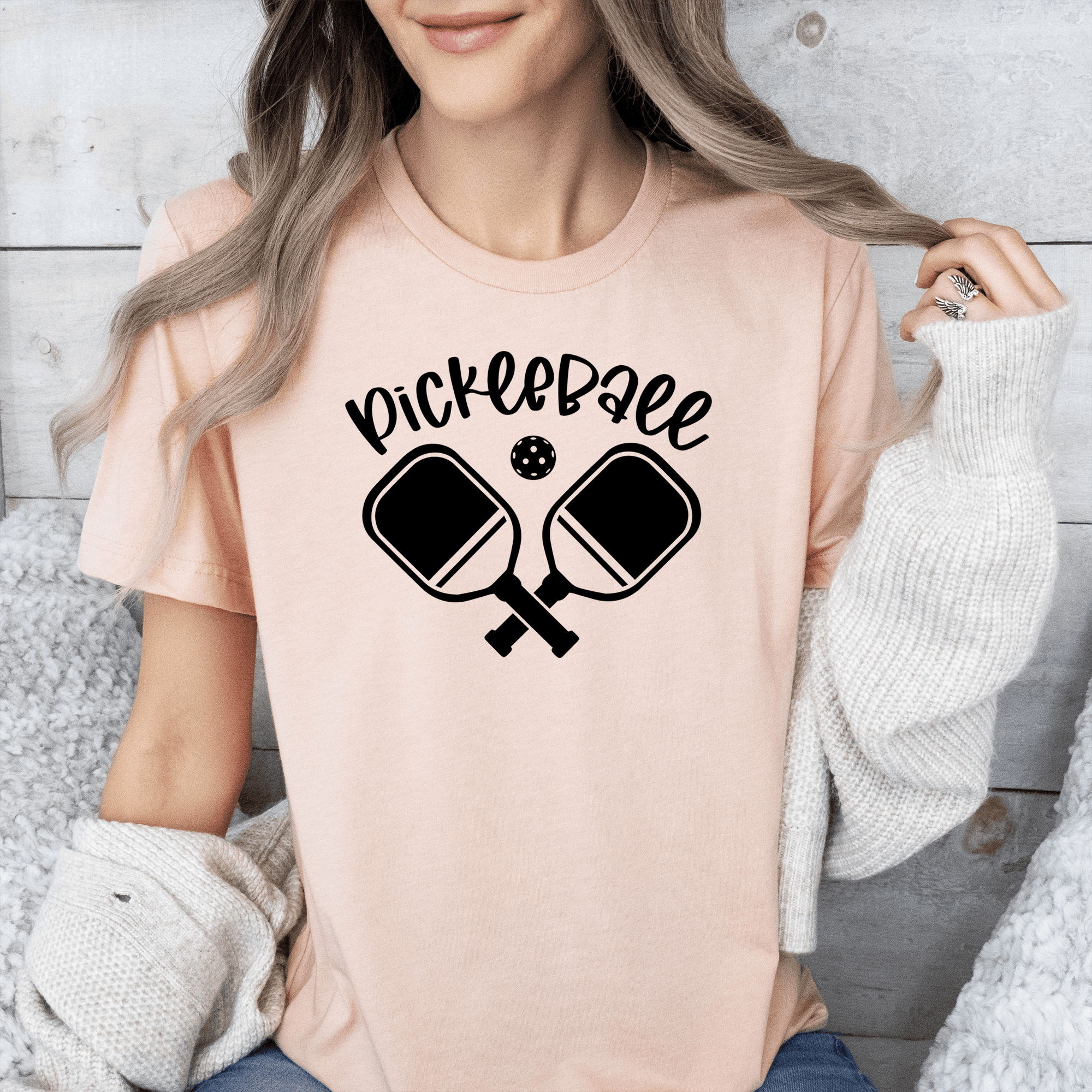 Womens Heather Peach T Shirt with Crossing-Swords design