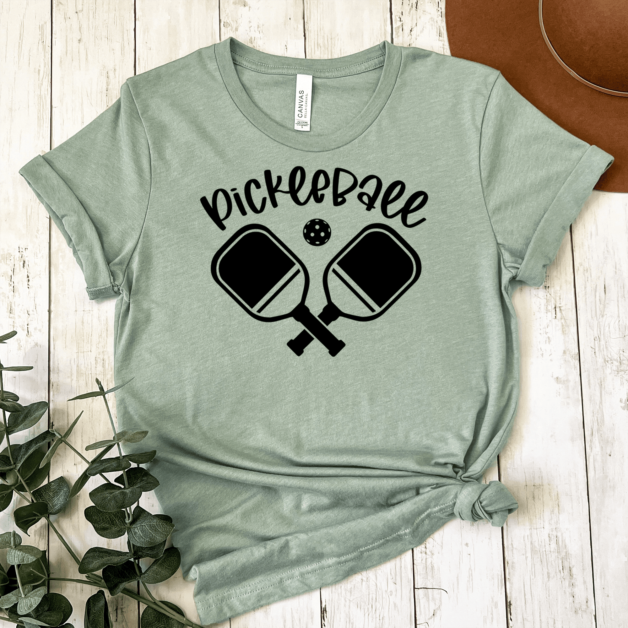 Womens Light Green T Shirt with Crossing-Swords design