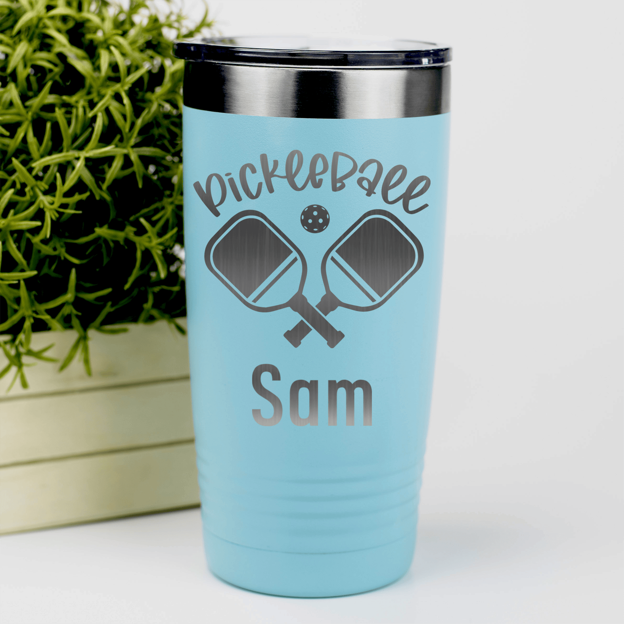 Teal Pickleball Tumbler With Crossing Swords Design