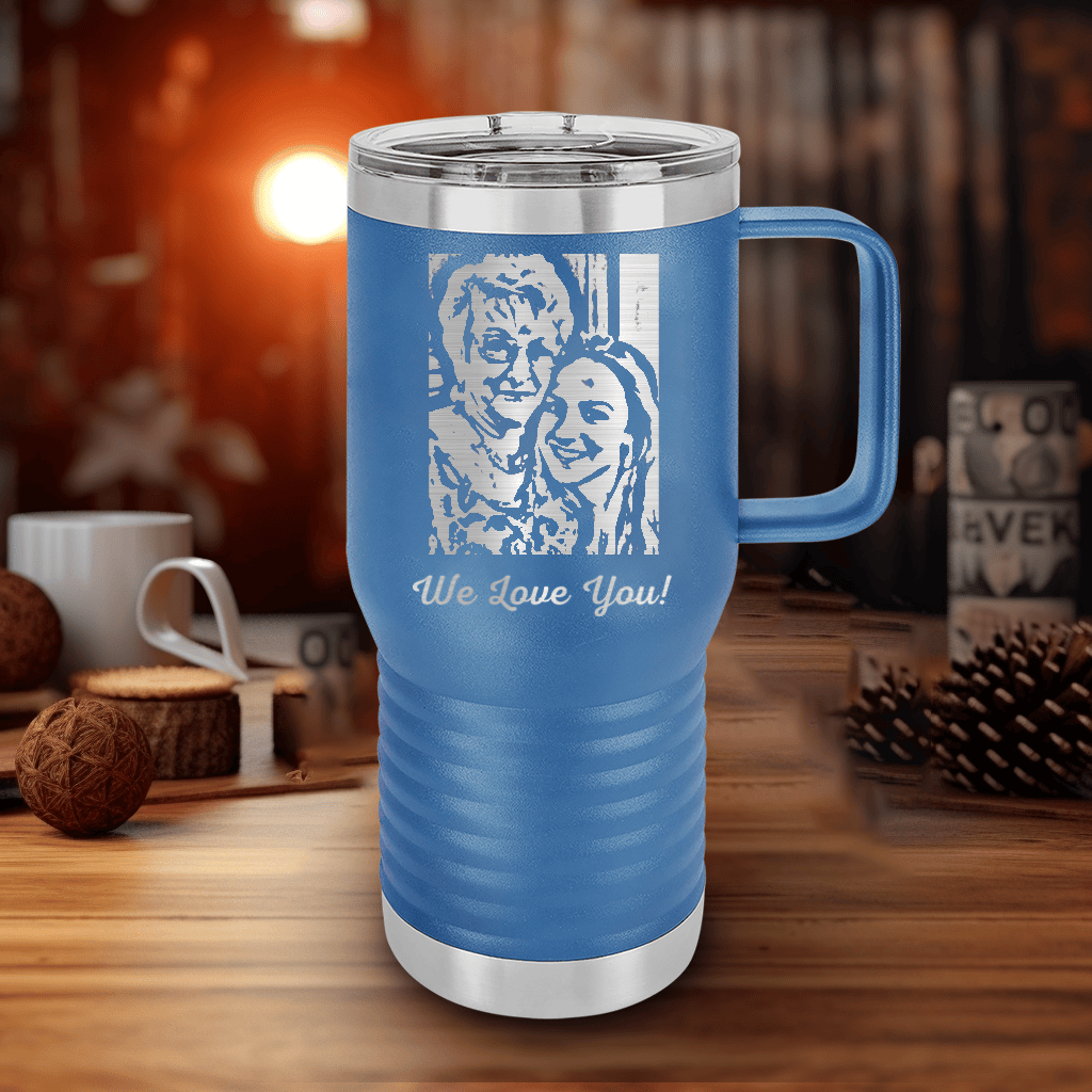 Blue Mothers Day 20 Oz Tumbler With Handle With Custom Mothers Day Design