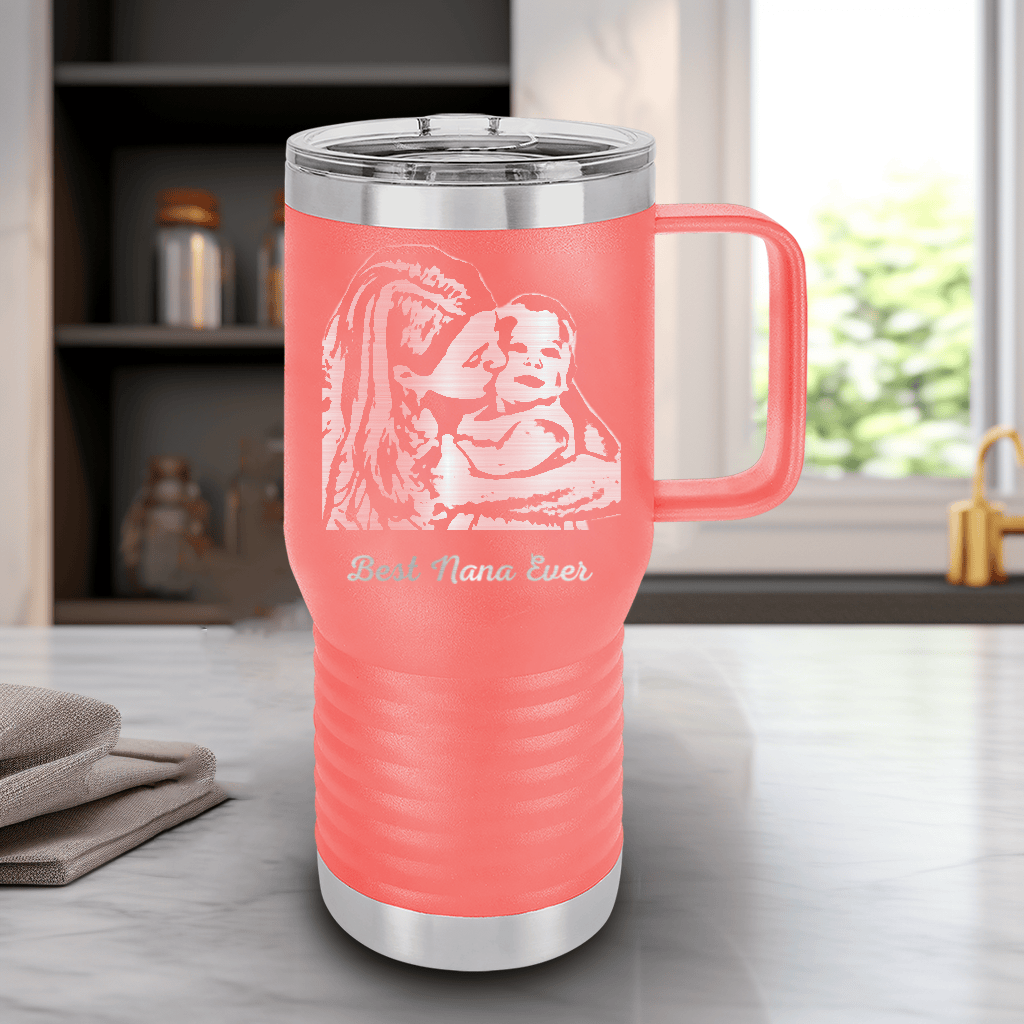 Coral Mothers Day 20 Oz Tumbler With Handle With Custom Mothers Day Design